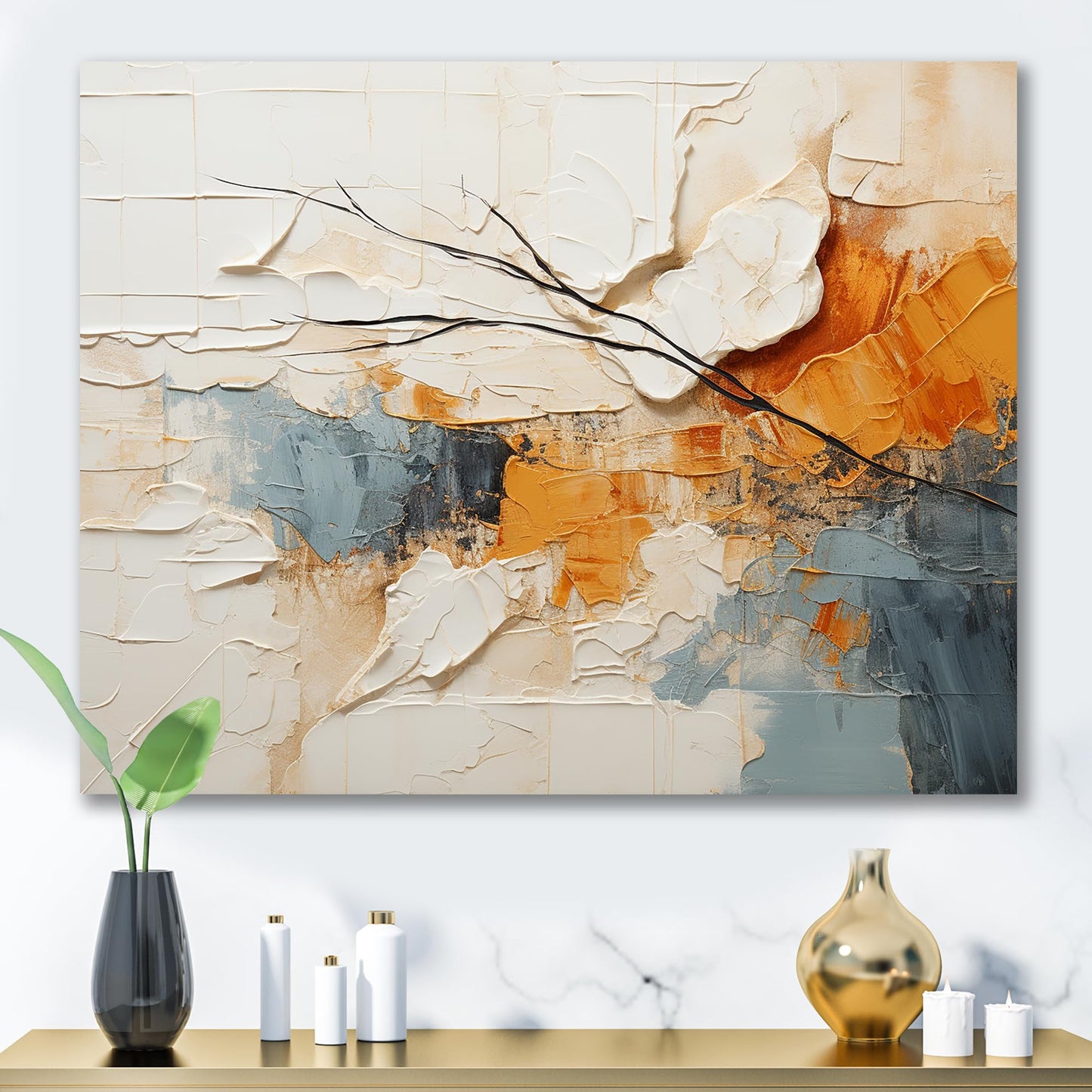 DesignQ Modern Scandinavian Wall Art, Serene Art Of Modern Scandinavian In Minimalism, Beige Canvas wall art, 44x34 inches