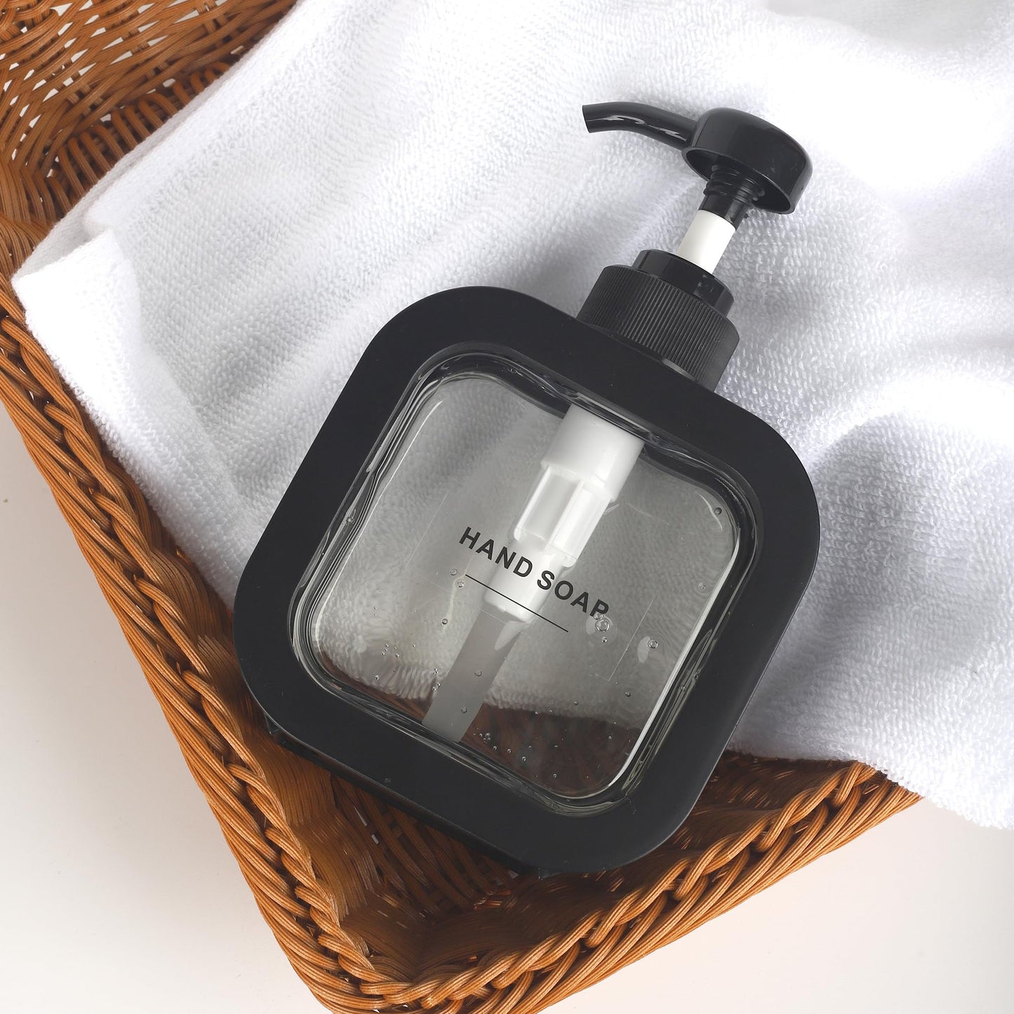 ONECOCOA Hand & Dish Soap Dispenser - Modern Plastic Pump with Labels - Black