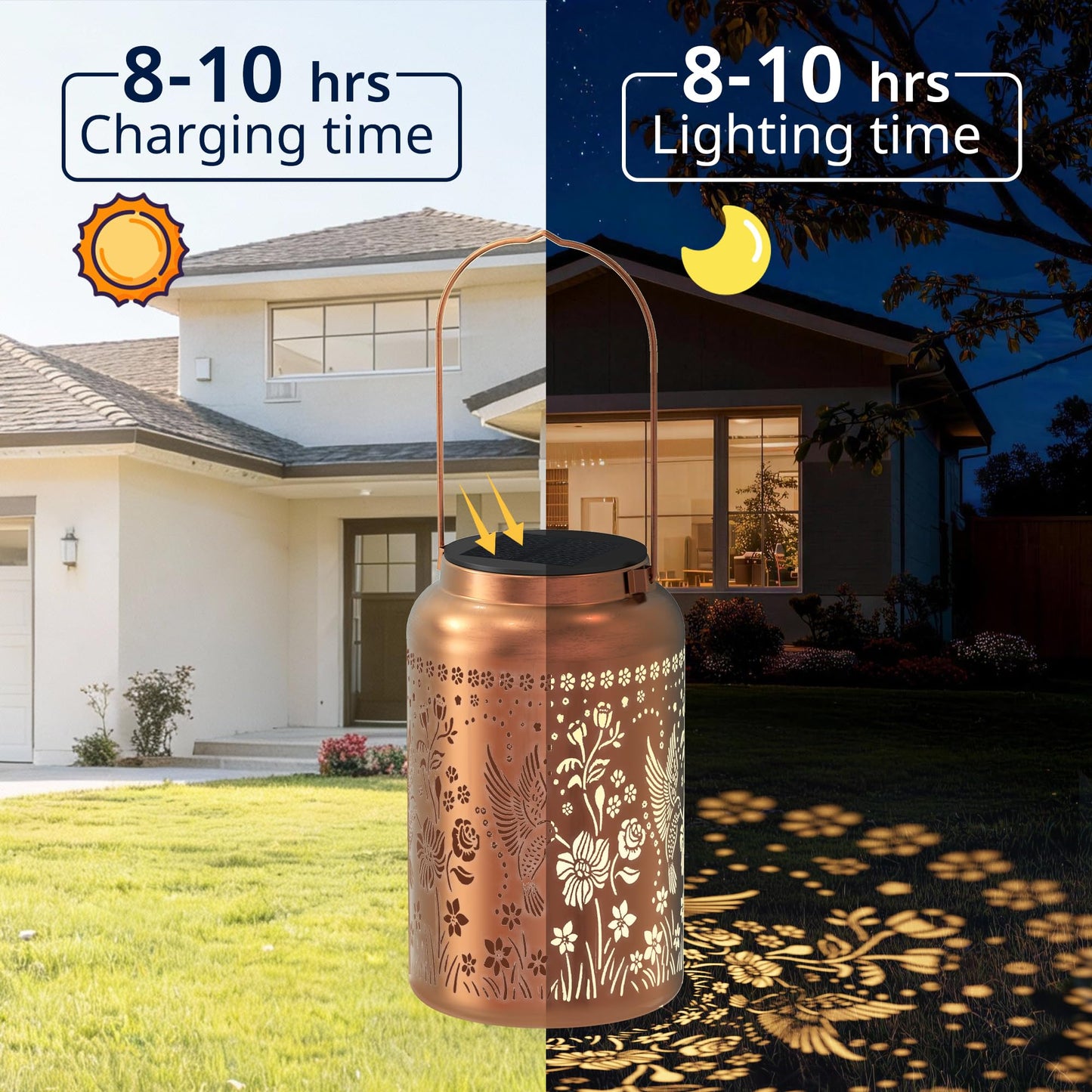 JEJOT Hummingbird Solar Lanterns Outdoor Waterproof, Mothers Day Gifts, Birthday Gifts for Women Mom Grandma,Metal Hanging Solar Lantern for Yard,Garden,Porch Landscape Deconrations-1 Pack