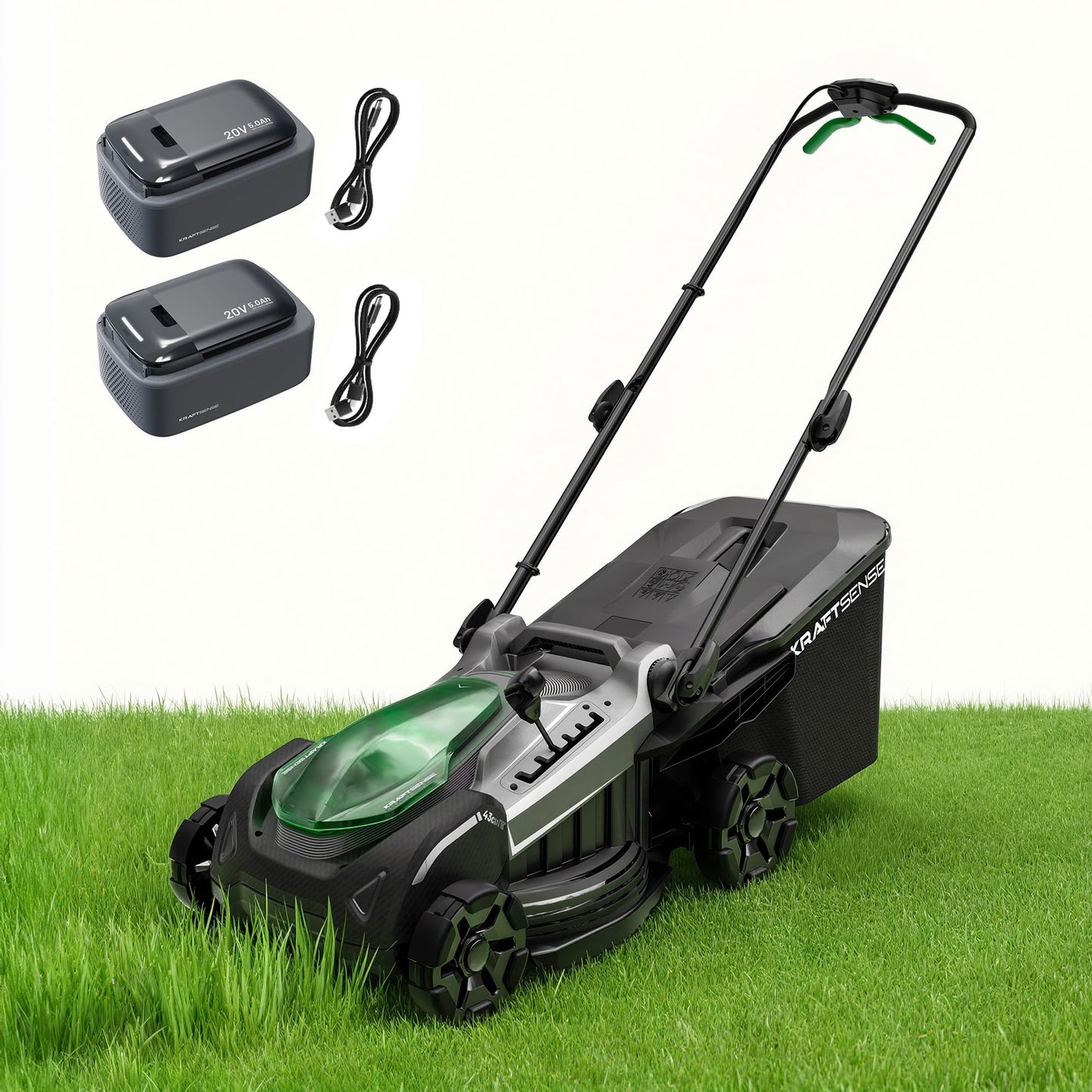 18" Electric Lawn Mower, 40V Cordless Lawn Mower with 2x5.0Ah Batteries, Brushless Motor, 2-in-1 Mulching & Bagging, 6-Position Height Adjustment, for Small to Medium Yards