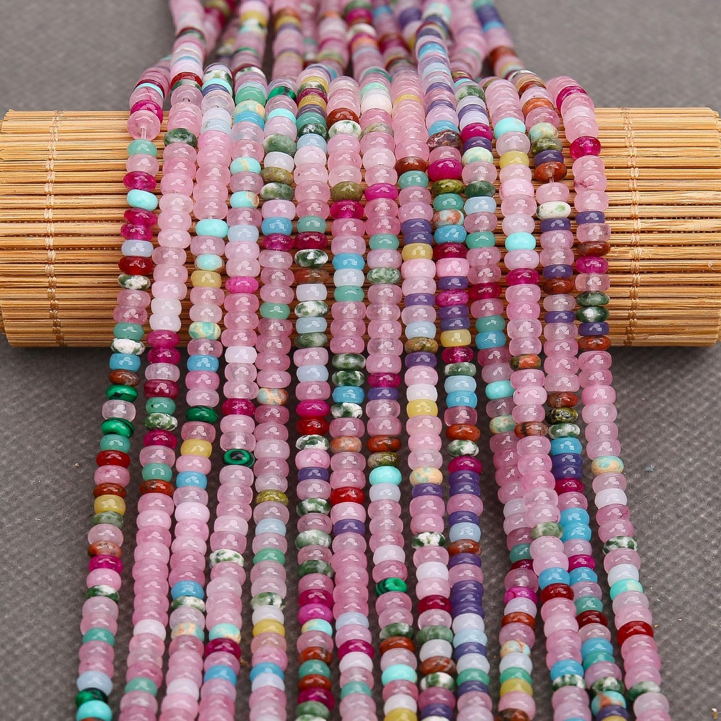 BONNY BOXX 1 Strand (150PCs) Natural 2 * 4mm Colorful Rondelle Beads, Natural Abacus Disk Stone Beads Loose Spacer Gemstone for DIY Bracelet Necklace Jewelry Making