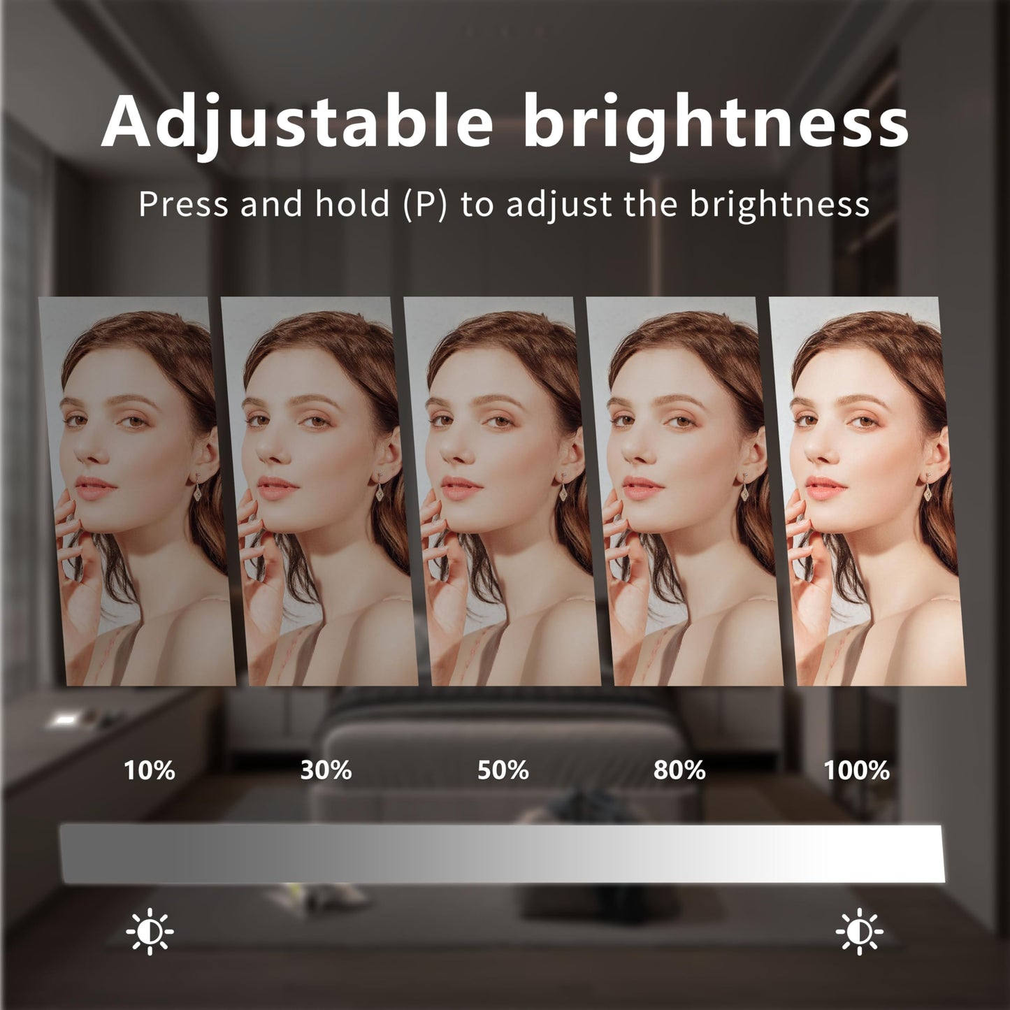 Acoolda Vanity Mirror with Lights, Hollywood Vanity Makeup Mirror with 9 Dimmable LED Bulbs, 3 Color Lighting Modes, Detachable 10X Magnification, 360°Rotation,White