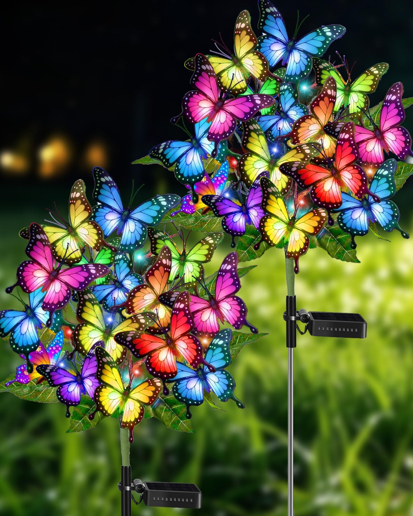ZPQBEYE Solar Garden Lights Outdoor Waterproof Decorative Solar Lights Outside 2 Pack with 86 LED 34 Butterfly Flowers Garden Decor Yard Patio Lawn, Gifts for Women Mother's Day Mom