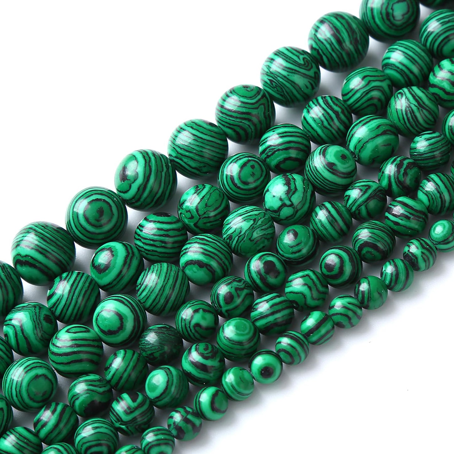 60pcs 6mm Synthetic Green Malachite Beads Natural Stone Round Loose Spacer Beads for Jewelry Making DIY Necklaces Bracelets 15" (6mm, Green Malachite)