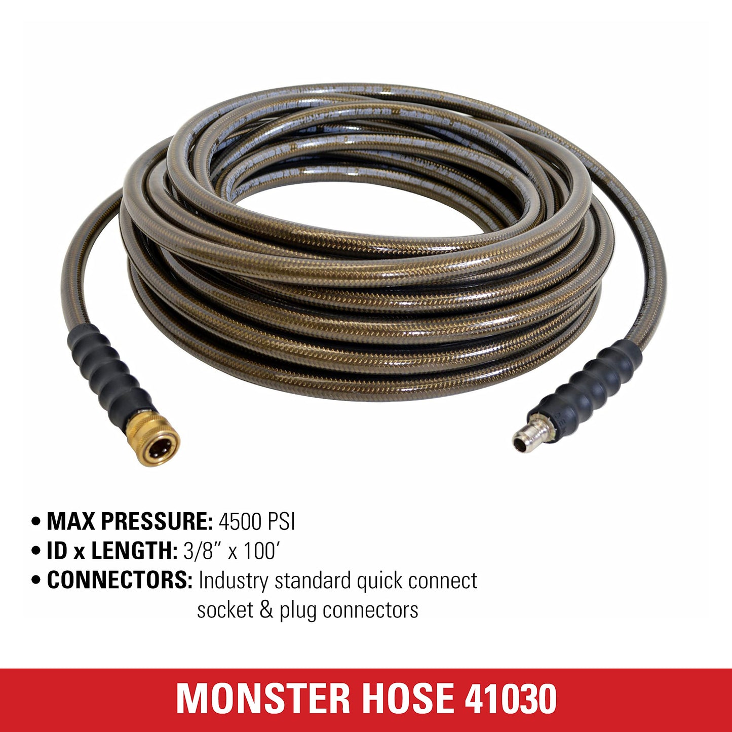 Simpson Cleaning 41030 Monster Series 4500 PSI Pressure Washer Hose, Cold Water Use, 3/8 Inch by 100 Feet, 100-Foot, Brown