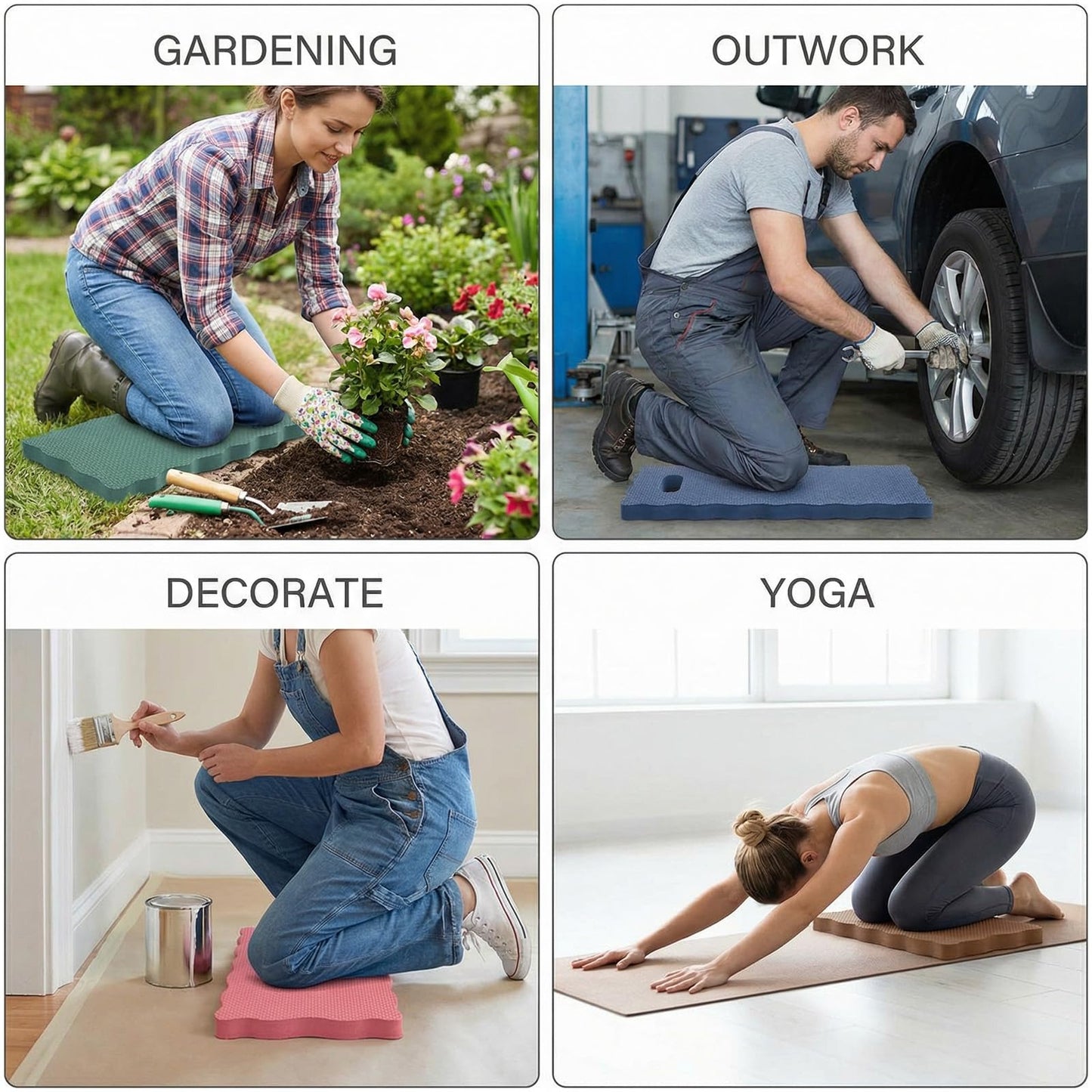 Woanger 6 Pcs Garden Kneeling Mat Foam Knee Mat Gardening Waterproof Knee Cushion for Baby Bath Seat Floor Yoga Exercise Seating Praying Work Classroom, 15.7 x 7 x 0.8 Inch(Morandi)
