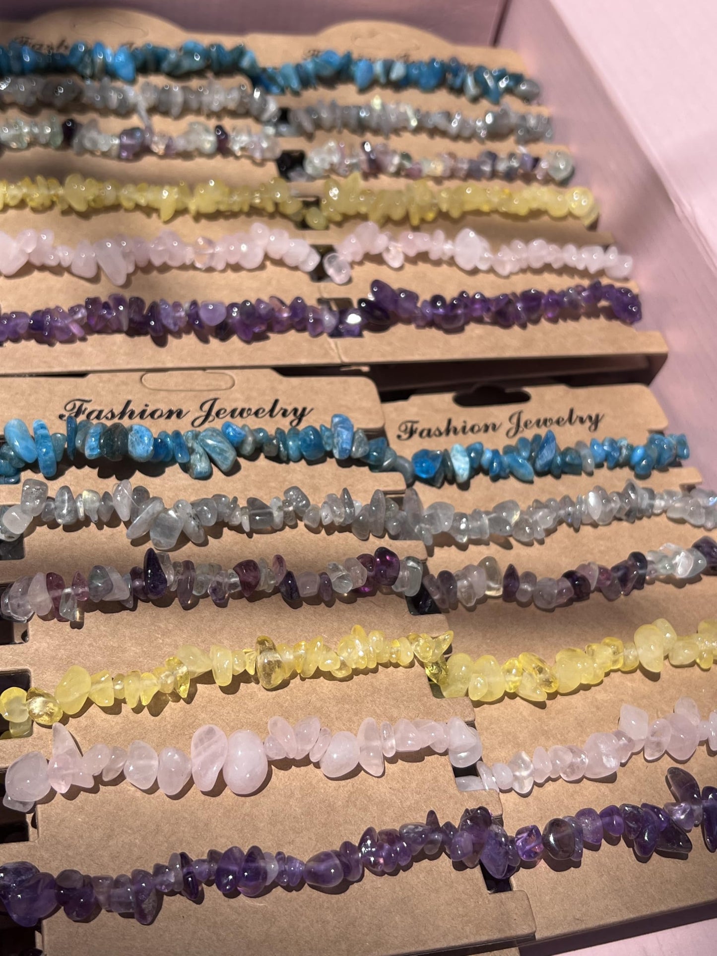 Natural Crystal Bracelets 6 Pack for Women Men, Healing Stone Energy Bracelet Set with Amethyst, Rose Quartz, Citrite, Fluorite, Labradorite, Blue Apatite for Protection, Luck, Love & Positive Energy