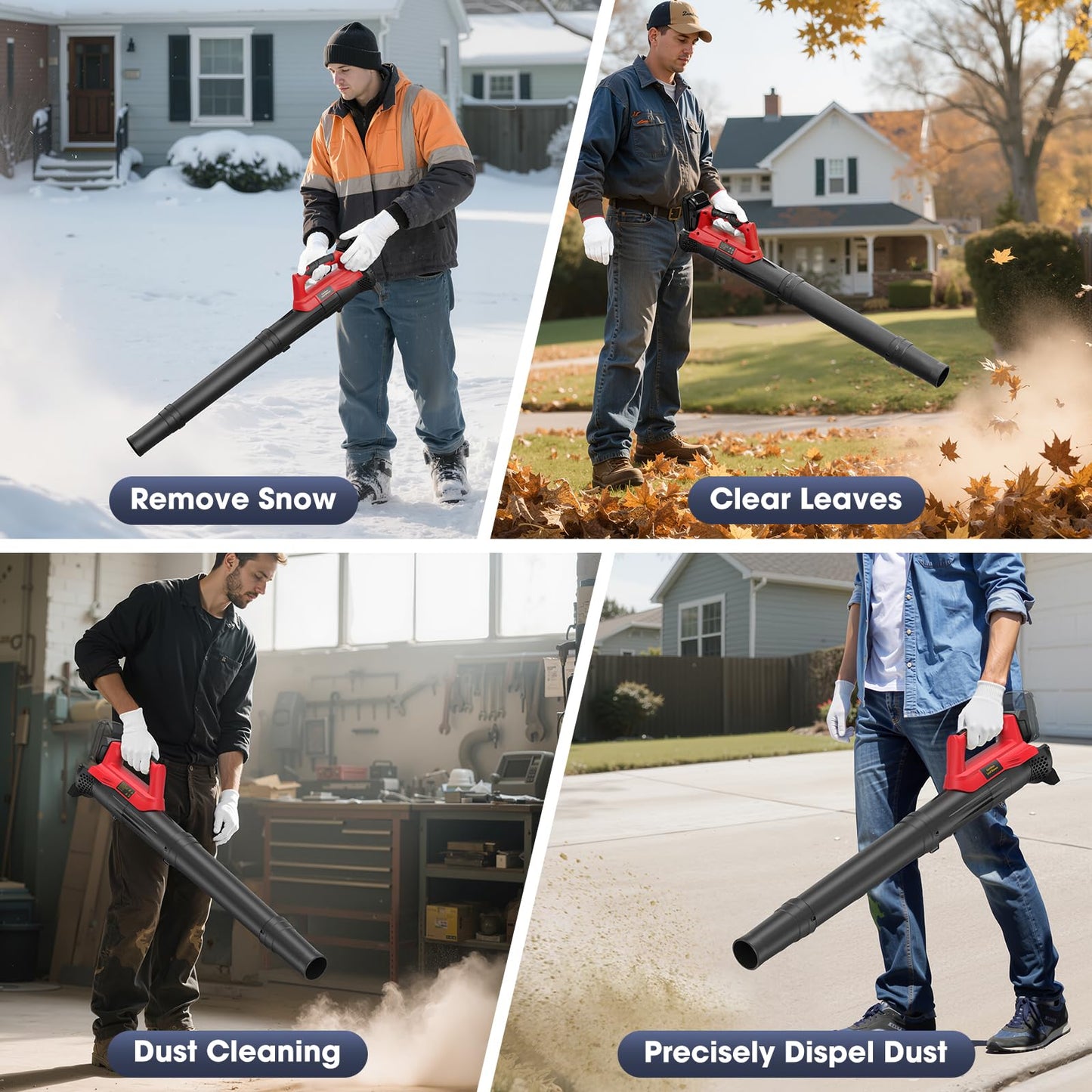 Leaf Blower for Milwaukee 18V Battery, 450CFM Electric Leaf Blower with 130MPH, Copper Motor, Handheld for Lawn Care, Yard (Battery Not Included) (Red)