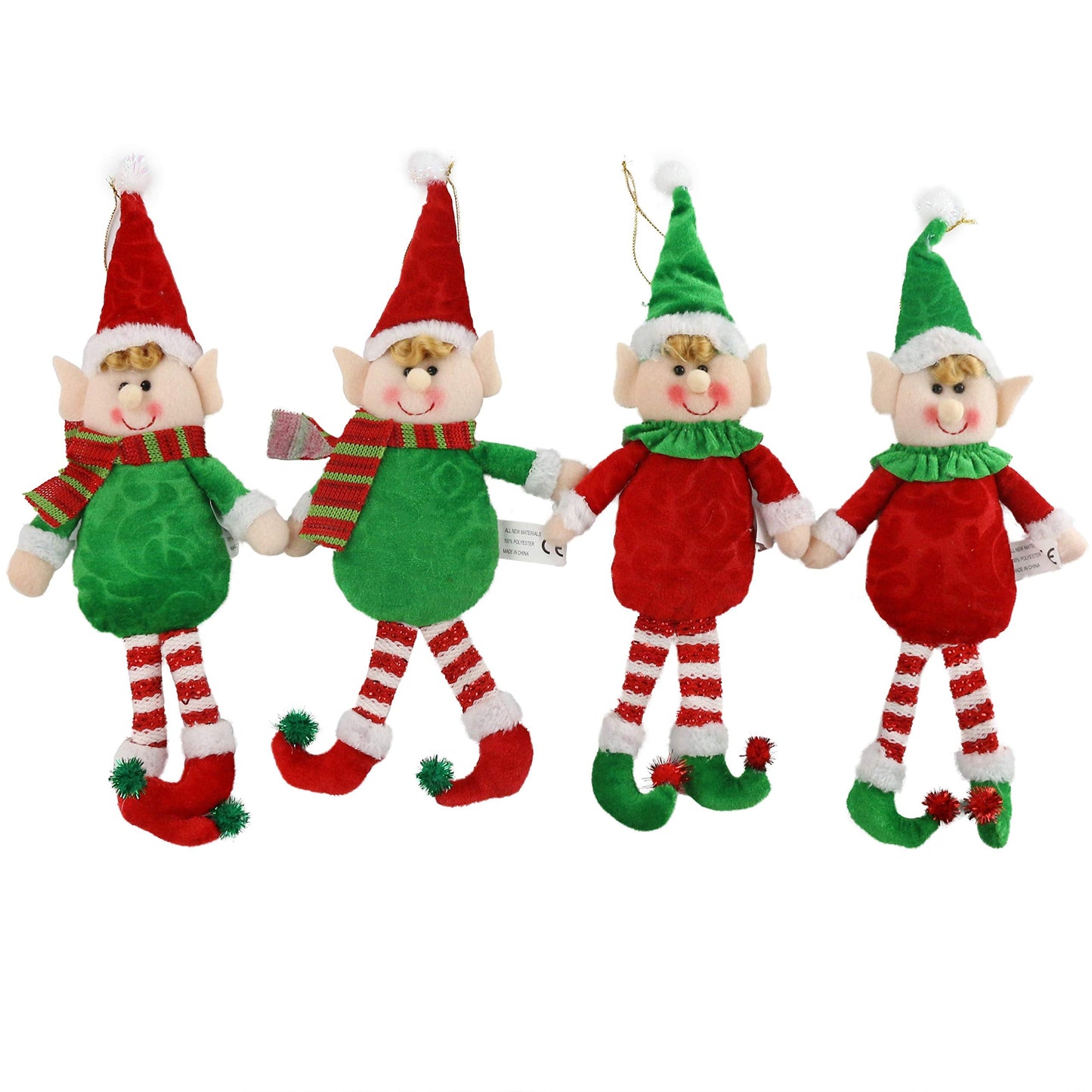 Athoinsu 4 Pack Christmas Elves Doll Pendants Hanging Ornaments Xmas Elf Boy Girl Holiday Decorations Gifts for Kids Family, 12''