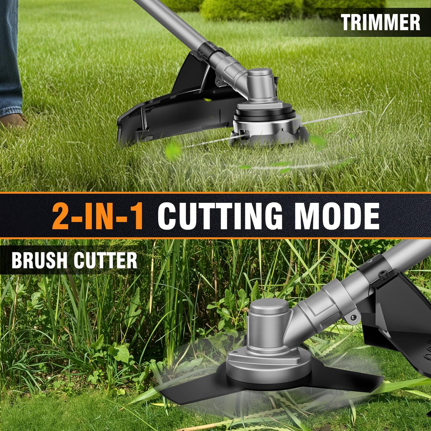 Alloyman 40V MAX Cordless String Trimmer, 2-in-1 Weed Wacker Trimmer & Edger, 2 x 4.0Ah Batteries and Fast Charger Included, 13.4Inch Electric Weed Eater for Lawn Edging, Yard, Garden