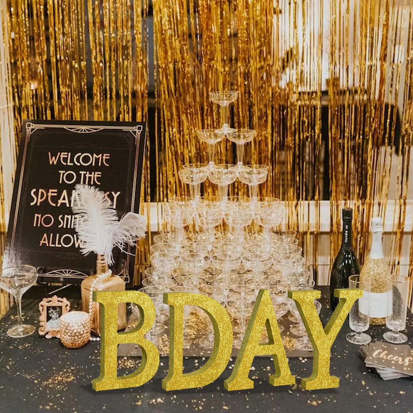 TONIFUL 8 Inch Gold Glitter Letter A Table Centerpiece A-Z Gold Birthday Party Decorations,Gold Alphabet A for Birthday,Chrismas,Graduation,Bridal Shower,Wedding,Anniversary Party Supplies