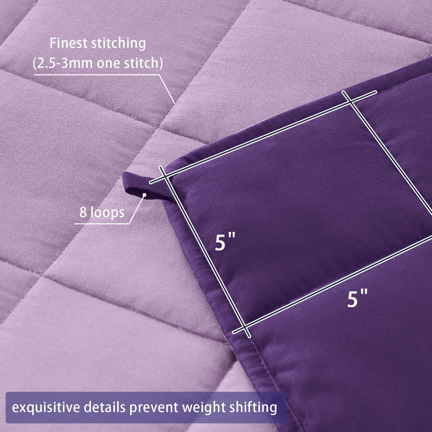 yescool Weighted Blanket for Adults (20 lbs, 60” x 80”, Purple) Cooling Heavy Blanket for Sleeping Perfect for 190-210 lbs, Queen Size Breathable Blanket with Premium Glass Bead, Machine Washable
