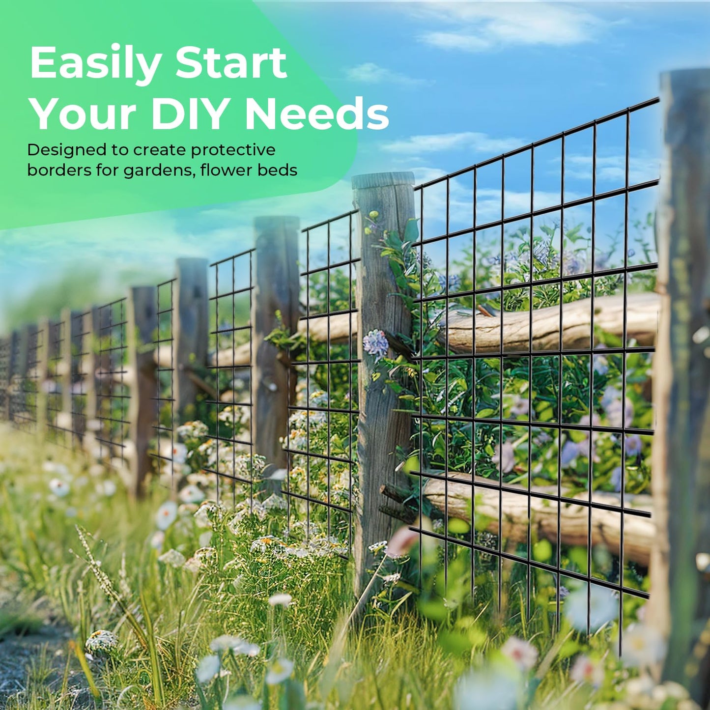 Garden Fence Black PVC Coated Welded Wire Fencing 48 Inch x 100 Foot, 2 Inch x 3 Inch 16GA, Garden Border Fencing Roll Vinyl Coating Metal Wire Mesh for Yard Vegetable Plant Protection Poultry Netting