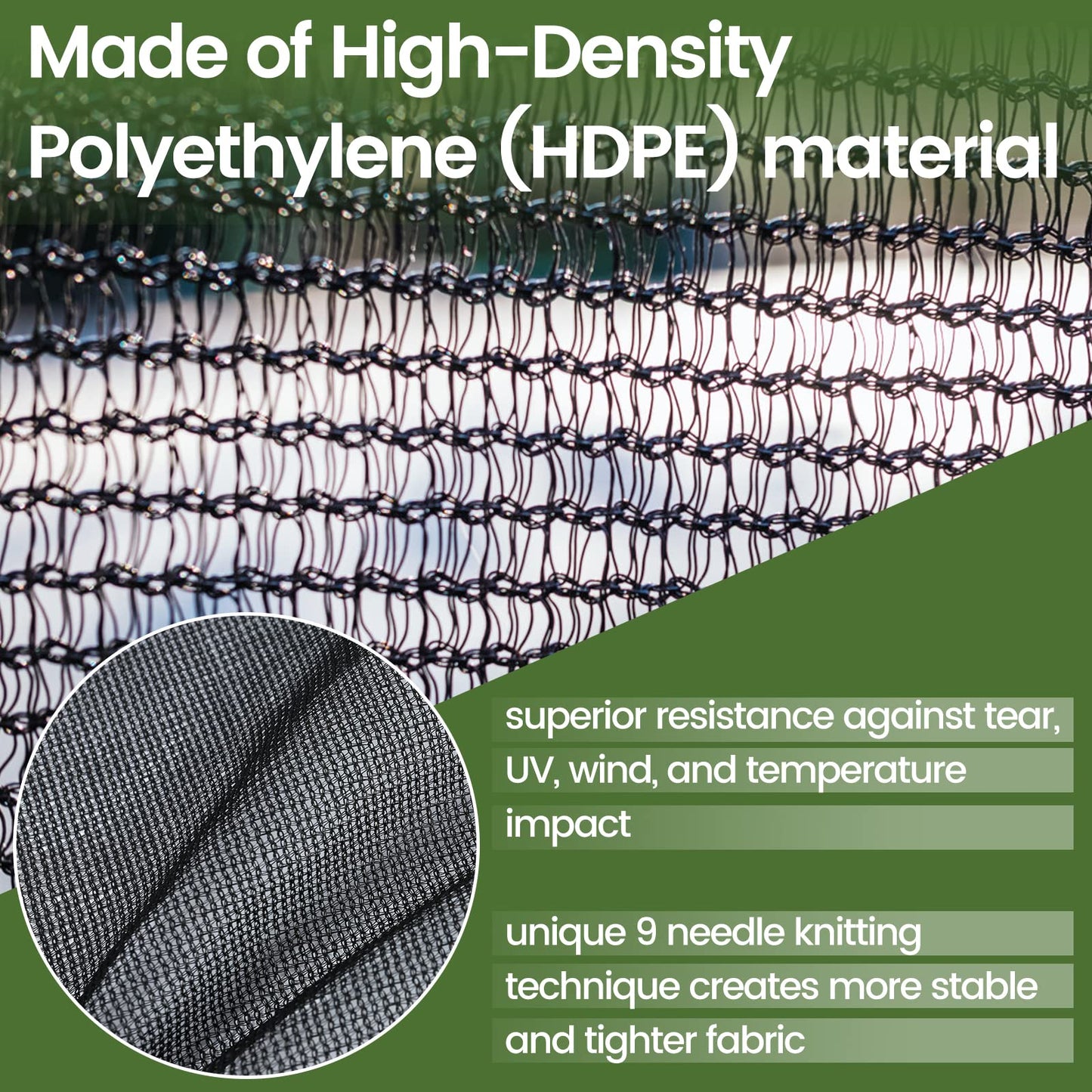 [Windscreensupplyco] 60-70% 10 FT X 12 FT Mesh Tarp/Shade Cloth 9-Needle Knitted Heavy Duty Black with Grommets for Green House, Garden, pergola, Pools, Dump Truck - MT1012BLKX1