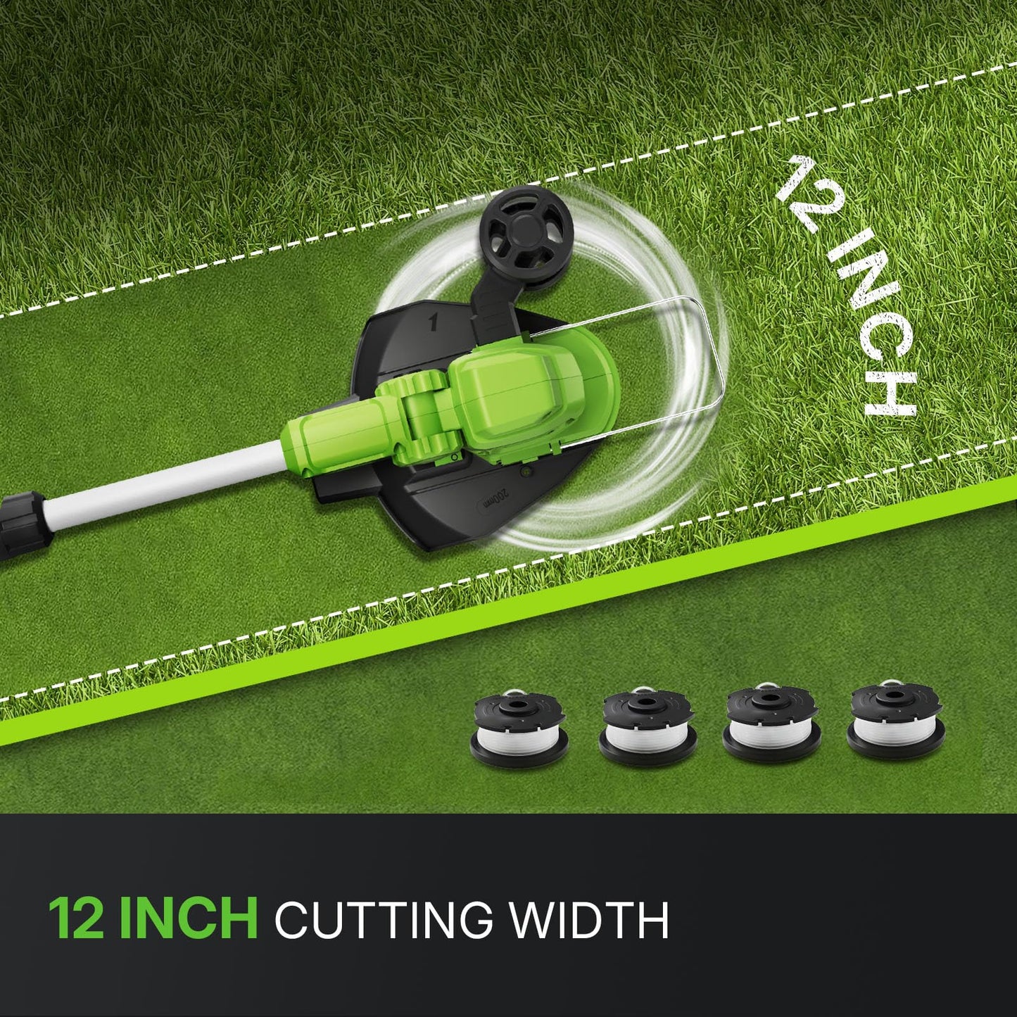 WORKIT 20V 3-in-1 Cordless String Trimmer, 12" Edger & Mini Mower, 8700 RPM Weed Eater with 2×4.0Ah High-Capacity Batteries, Auto Line Feed, Lightweight 6lbs, Telescopic Shaft for Lawn & Yard