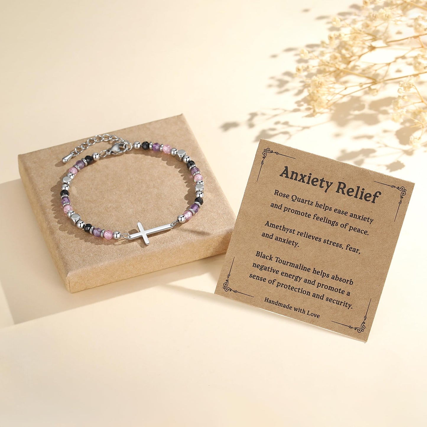 Wineord Healing Bracelets for Women, Stress Relief Anxiety Bracelet, Christian Cross Crystal Bracelet Faith Jewelry, Easter Basket First Communion Baptism Confirmation Gifts for Teen Girls