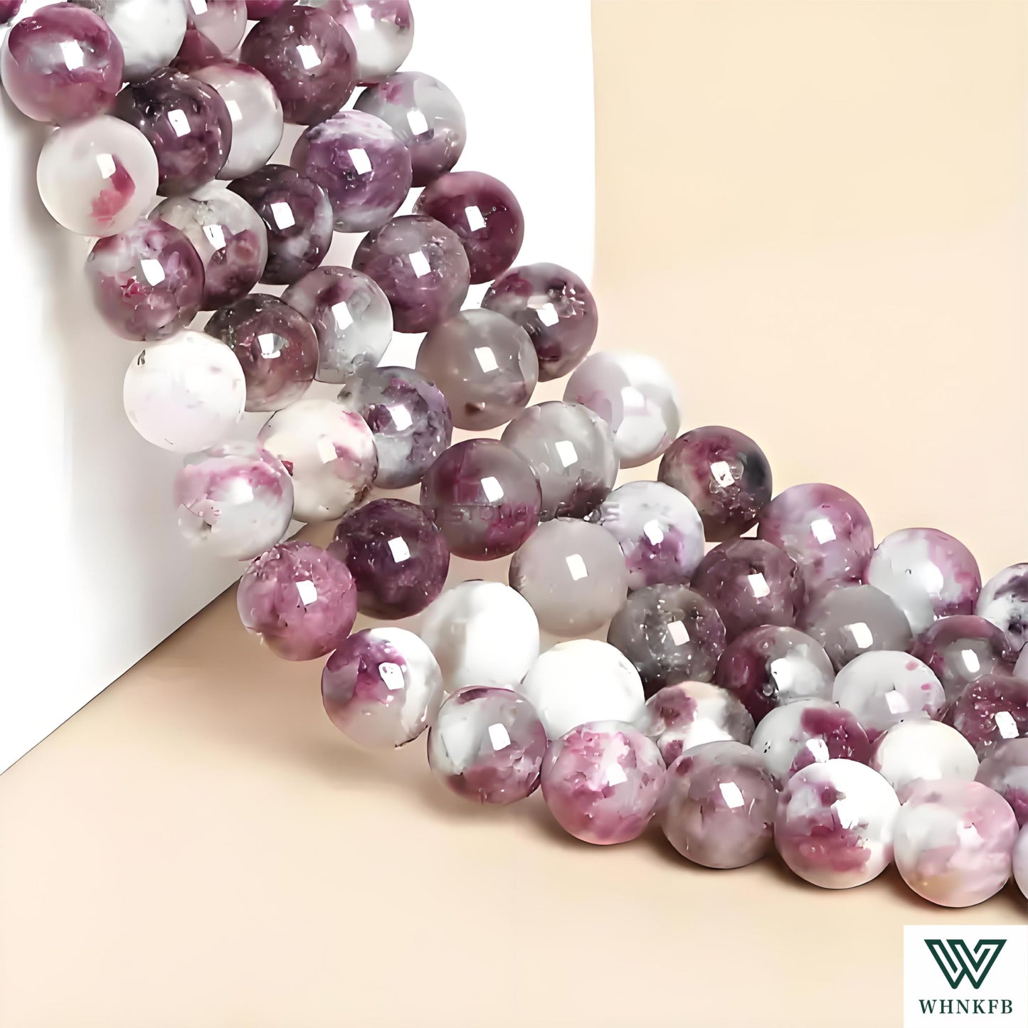 WHNKFB 8mm 50PCS Natural Watermelon Tourmaline Round Beads, Pink-Green Loose Gemstone Beads for Jewelry Making Craft - 6mm 8mm 10mm Options with Free Elastic Cord