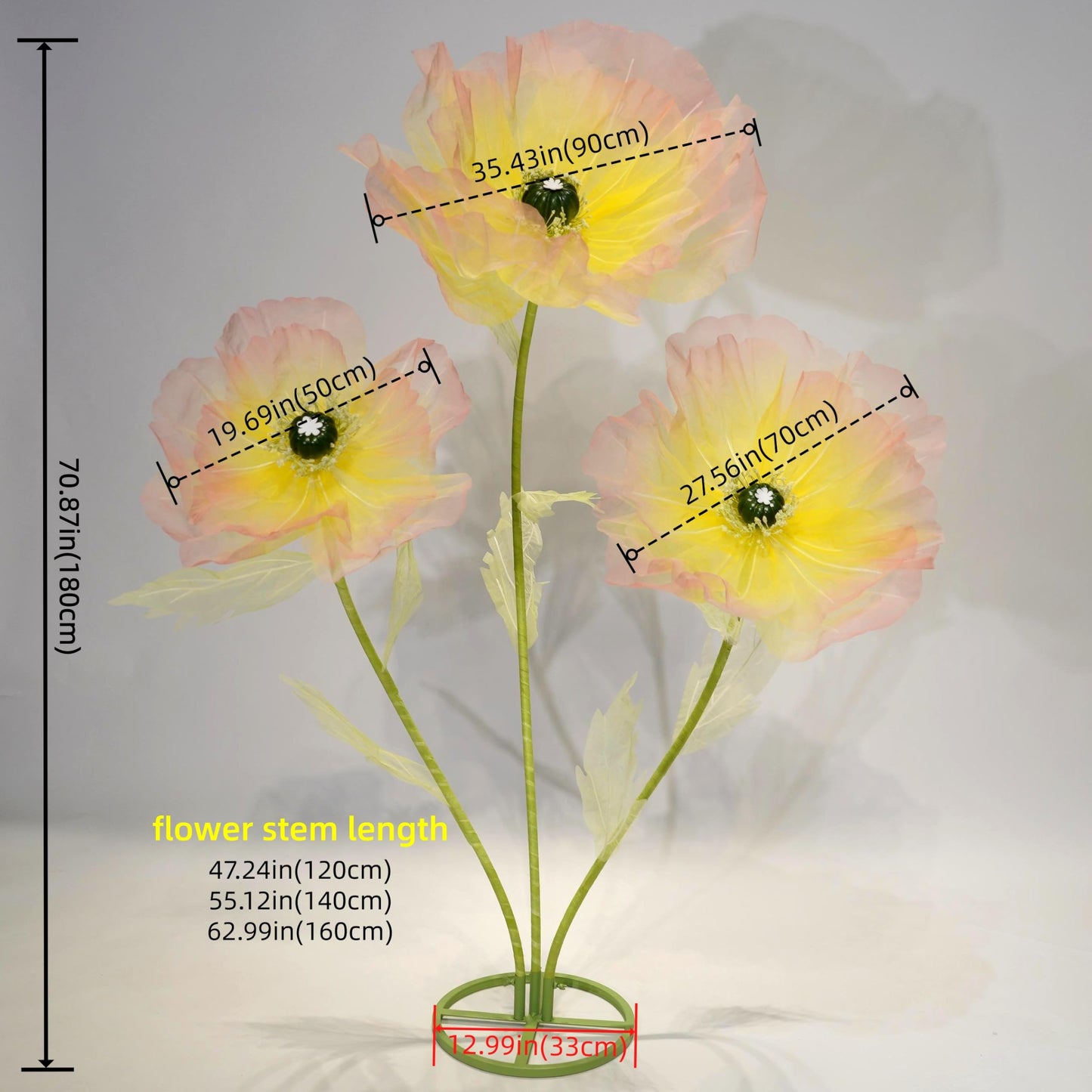 IRNCLD Silk Artificial Flowers, Tall Decorative Faux Stems for Home Decor, Wedding Centerpieces, Living Room Styling,Event Decorations (Yellow-Pink)
