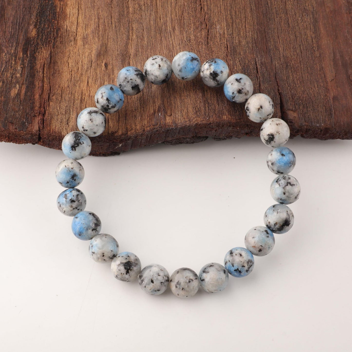 Anagha Jewels Natural K2 Jasper Cystal Beads Bracelet For Women & Men, Handmade 8mm K2 Jasper Beaded Stretch Bracelet 7.5", Energy Power Chakra Healing Bracelet, Blue Stone Bracelet