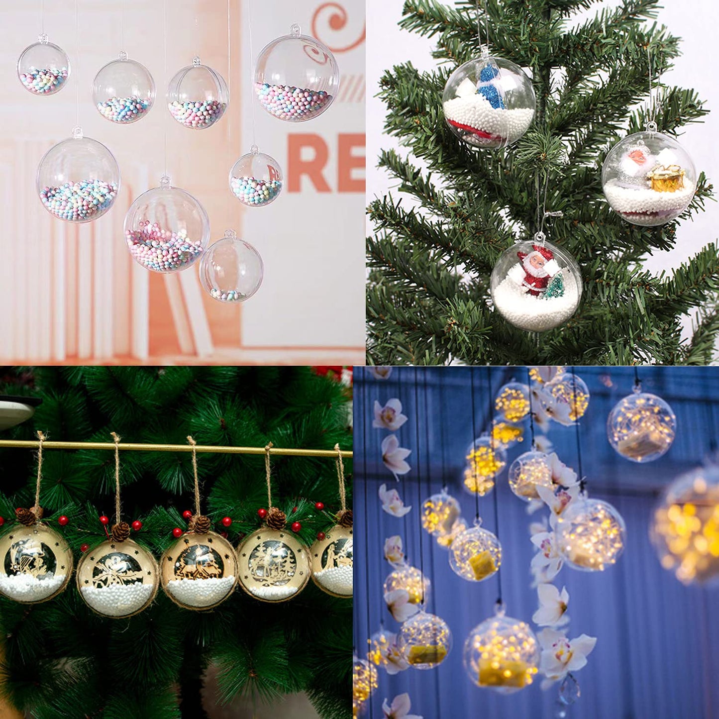 ZUOKEMY 10 Pcs 3.14 inch Filling Transparent Plastic Decorative Call DIY Craft Ball Transparent Ball Christmas, Birthday, Wedding, Party and Home Decoration Ornaments ((3.14"/80mm))