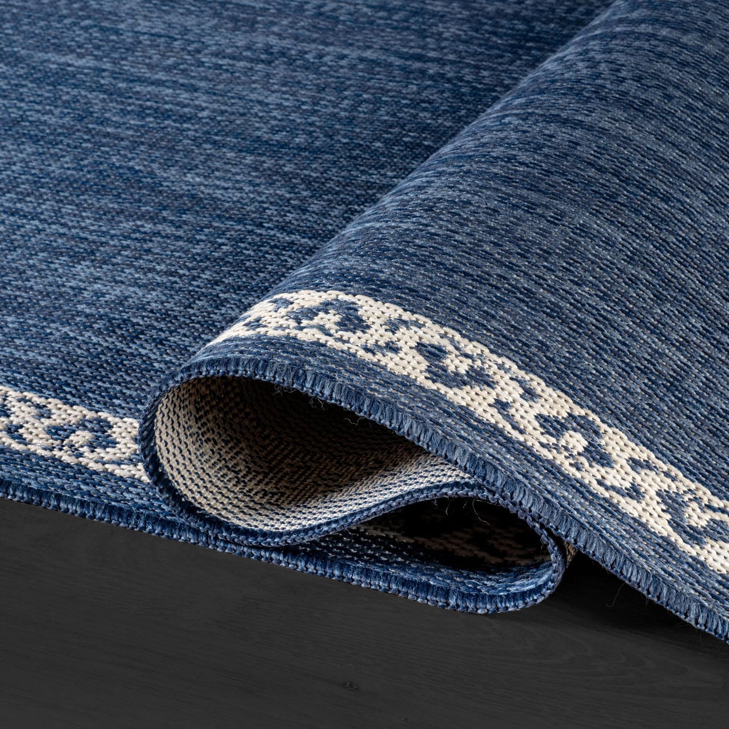 Washable Outdoor Rug 6x9 Modern Area Rugs Outdoor Carpets Bordered Pattern Non Shedding Waterproof Easy Clean Patio Deck Porch Living Room Bedroom Garden RV (6 X 9 Blue)