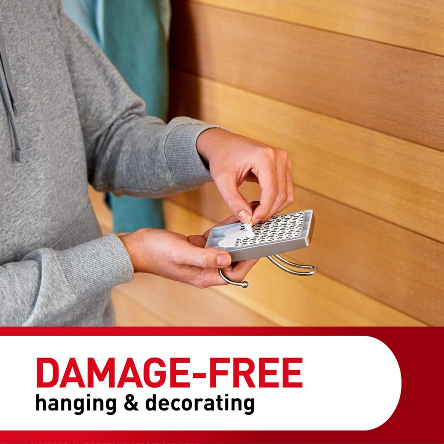 Command X-Large Satin Nickel Triple Hook, 1 Hook, 3 Strips, Damage-Free Hanging with Adhesive Strips, No Tools Wall Hook for Hanging Decorations in Living Spaces