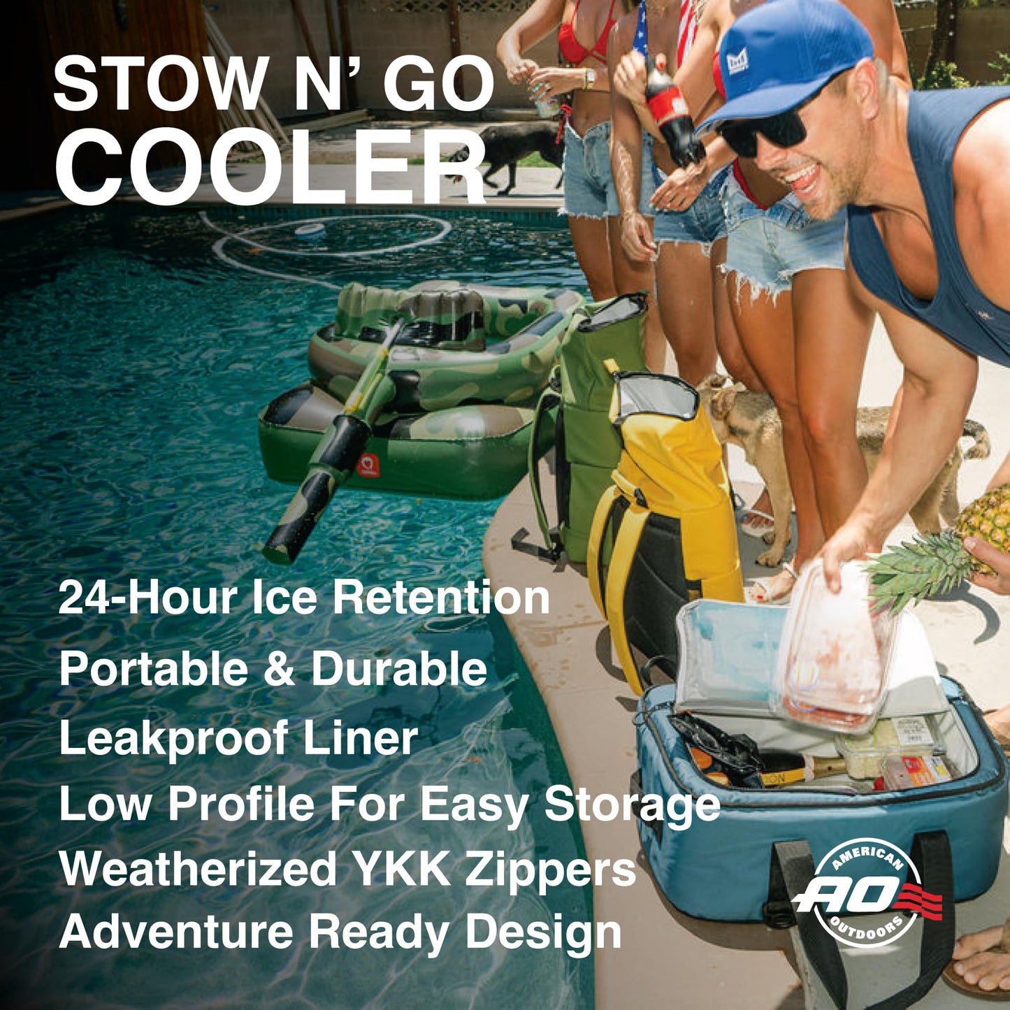 AO Coolers Stow-N-Go Canvas Soft-Sided Cooler, Low Profile and Leak Proof, Insulated for 24-Hour Cold, Hunter Green, 38-Can