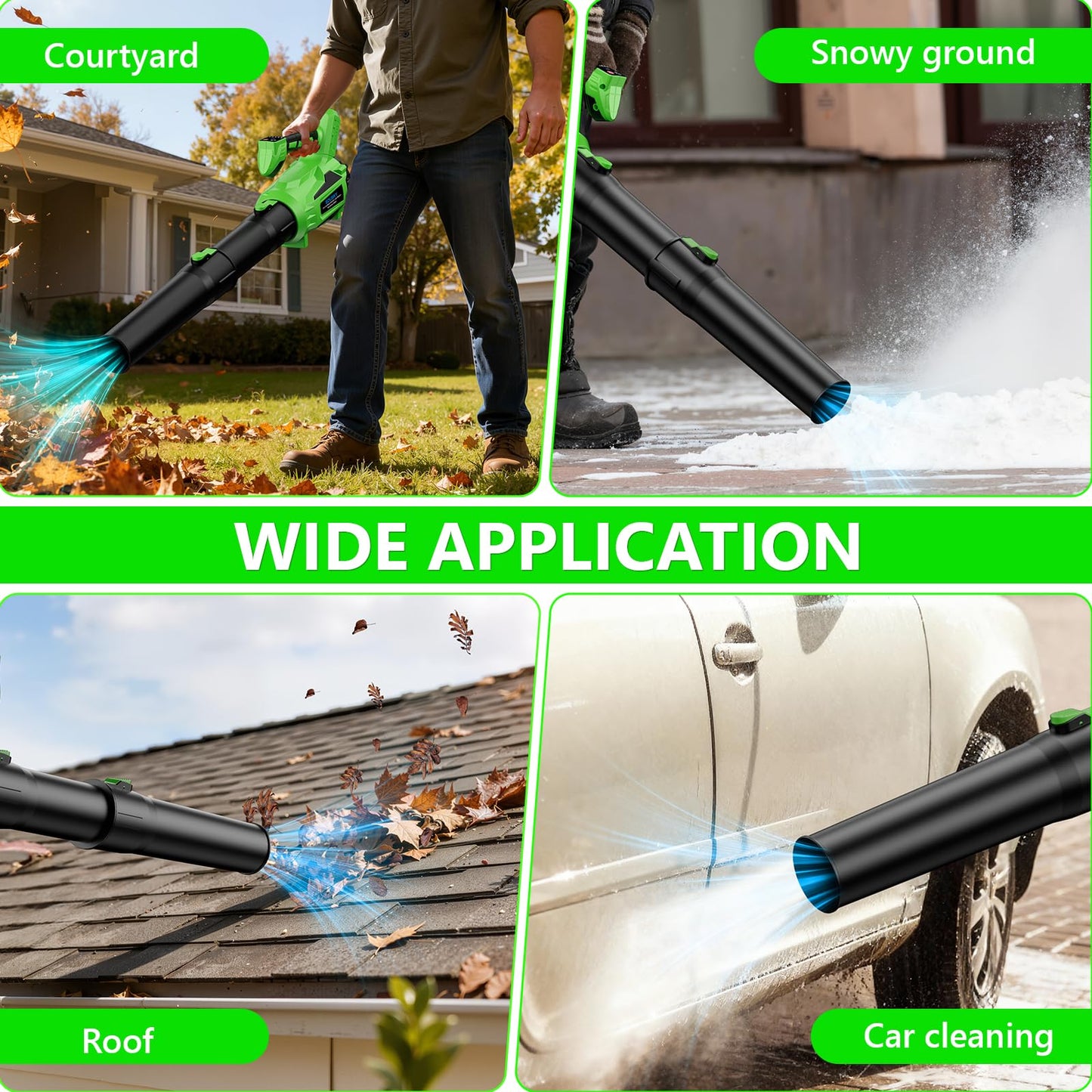 SOUSKY Leaf Blower Cordless, Battery Leaf Blower with 2 * 6.0Ah Batteries and Charger, 21V Brushless Electric Leaf Blowers with 5 Speed Levels and Turbo Mode for Lawn Care,Blowing Leaves,Yard Cleanup