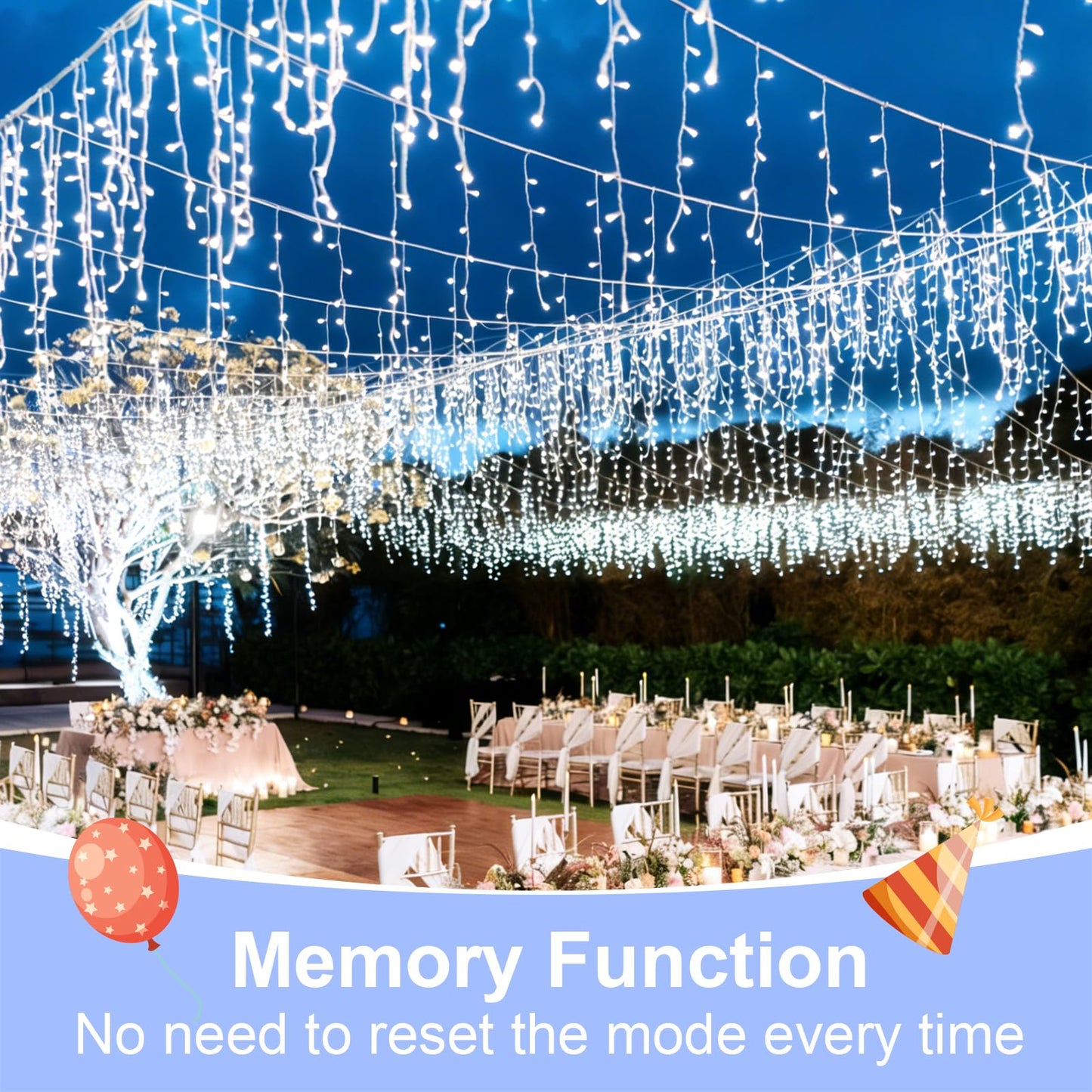 QITONG Icicle Lights for Outside, 66ft 800 LED String Lights Plug in with 8 Modes, Connectable White Icicle Christmas Light Clear Wire Indoor