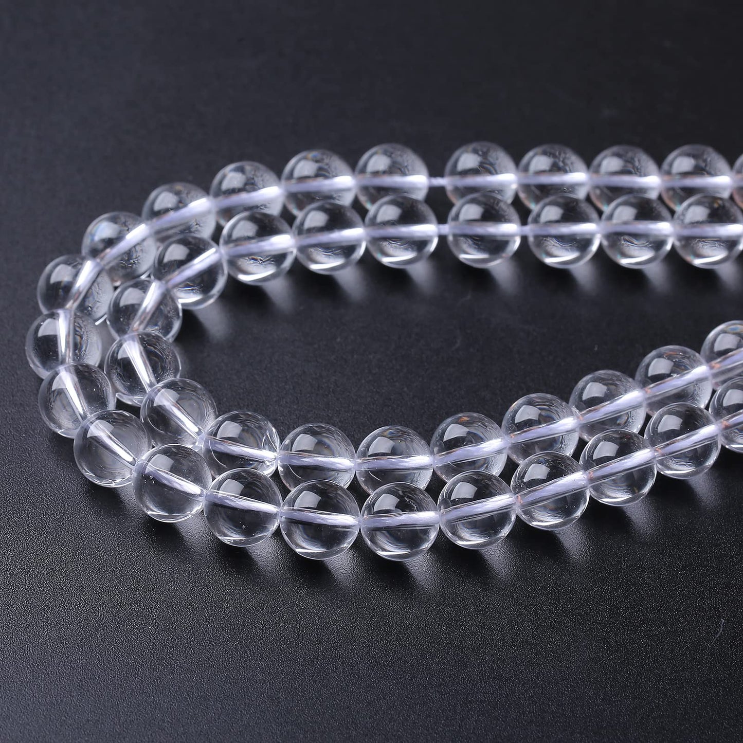 45PCS 8MM Clear White Crystal Quartz Stone Beads Natural Gemstone Bead Crystal Healing Energy Jewelry Making DIY 15 inches