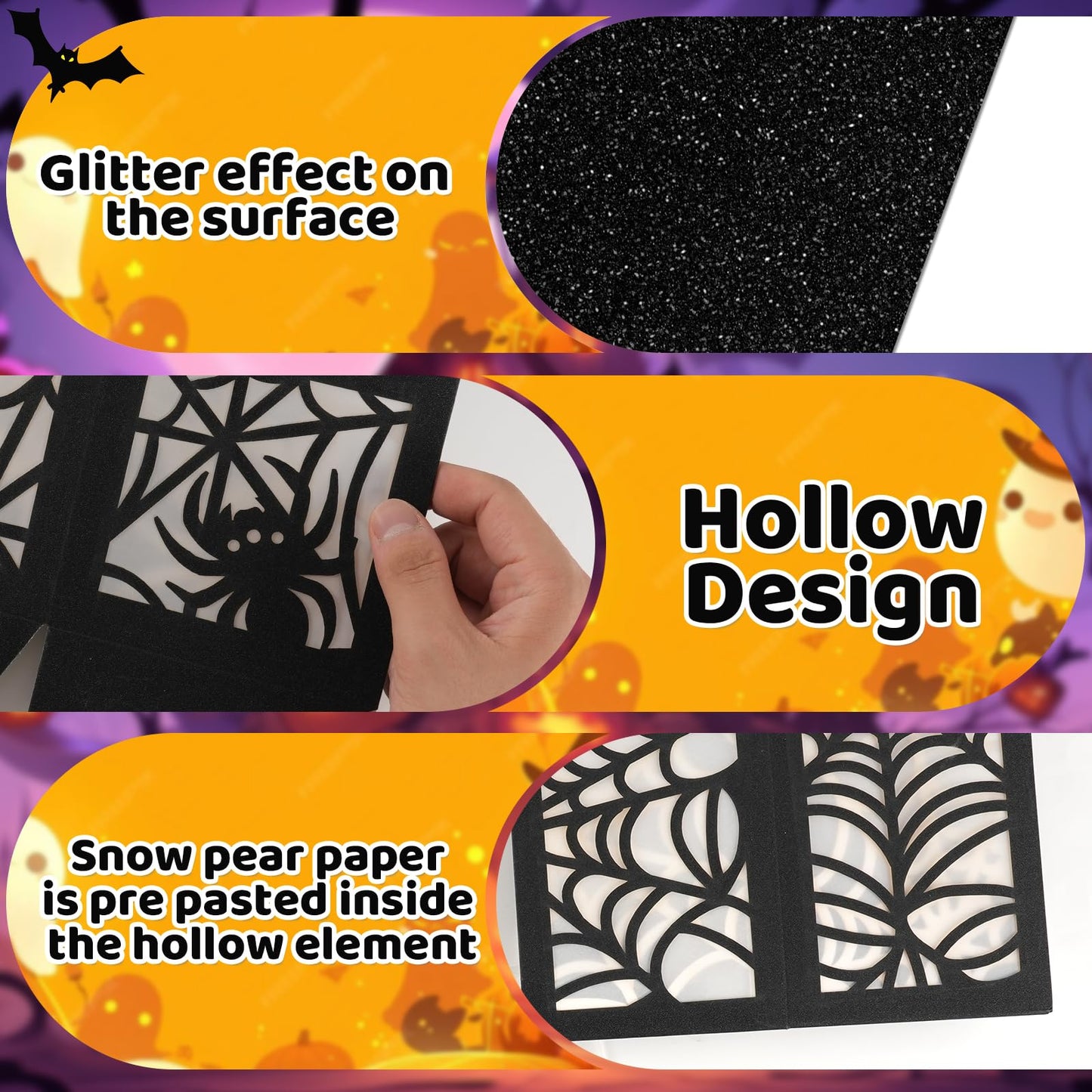 OuMuaMua 4 Pcs Halloween Party Decorations Indoor Halloween Table Centerpieces Boxes, Light up Spider Web Paper Lanterns with Led Lights for Spooky Party Supplies Home Decor