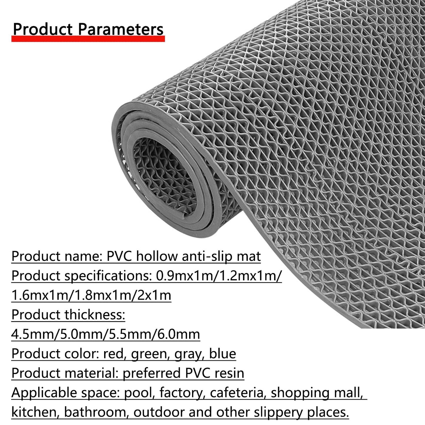 NOBBAT Non Slip Kitchen mat,Non Slip mat,Multipurpose Non Slip Mat,PVC Anti Slip Rug Pads,Anti Slip Rug Underlay Carpet Grip Mat for Home,Office,Cars(Gray,1.2mx1m)