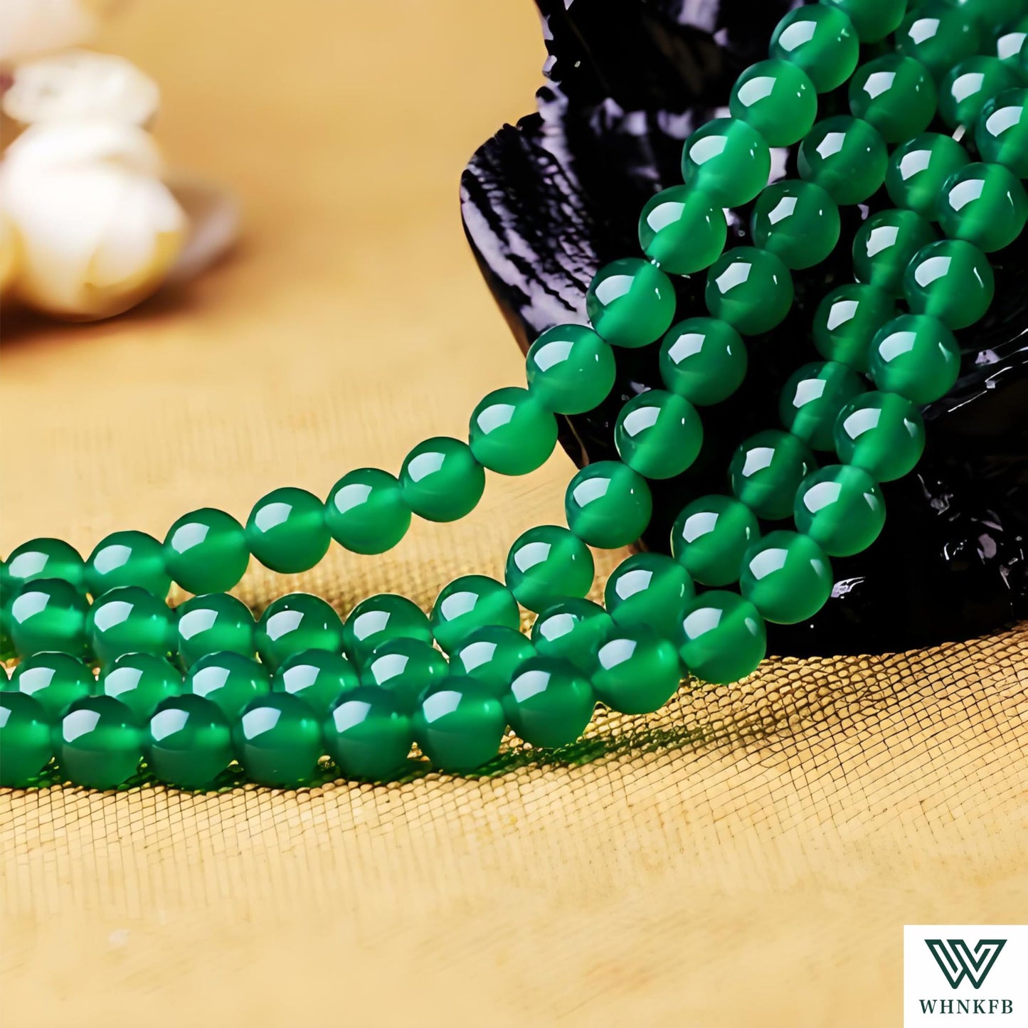WHNKFB 10mm 50PCS Natural Green Agate Round Beads, Banded Loose Stone Beads for Jewelry Making Craft - 4mm 6mm 8mm 10mm Options with Free Elastic Cord