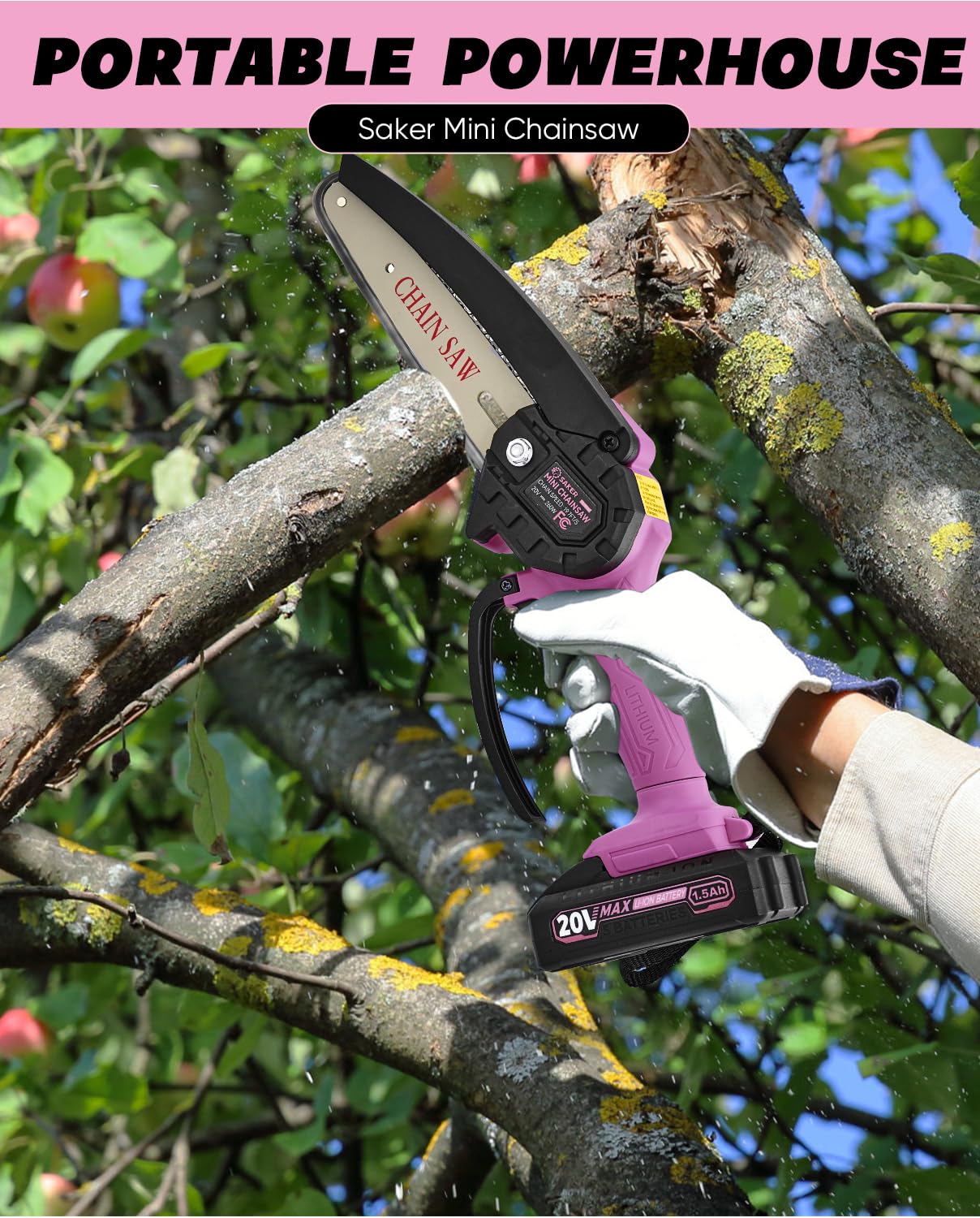 Saker Mini Chainsaw|6 Inch Chainsaws[2025 Upgraded]|Mini Cordless Electric Chain Saw|Small Handheld Portable Chain Saws Battery Powered Chain Saw for Tree Trimmer and Garden,Gifts for Men