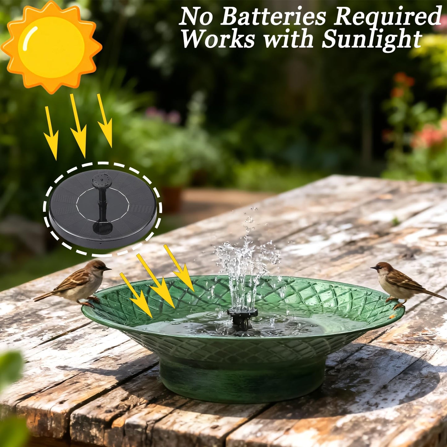 12.6" Bird Bath for Outside, Solar Bird Bath Fountains, Bird Bath Bowl Outdoor, Solar Powered Bird Baths for Garden Patio Decor (Green)