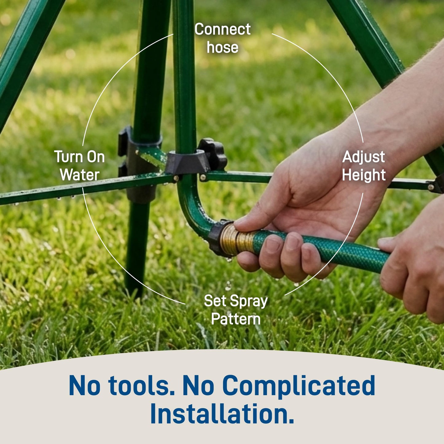 Orbit 56667Z Tripod Lawn Zinc Impact Sprinkler - 360 Degree Rotating Sprinkler