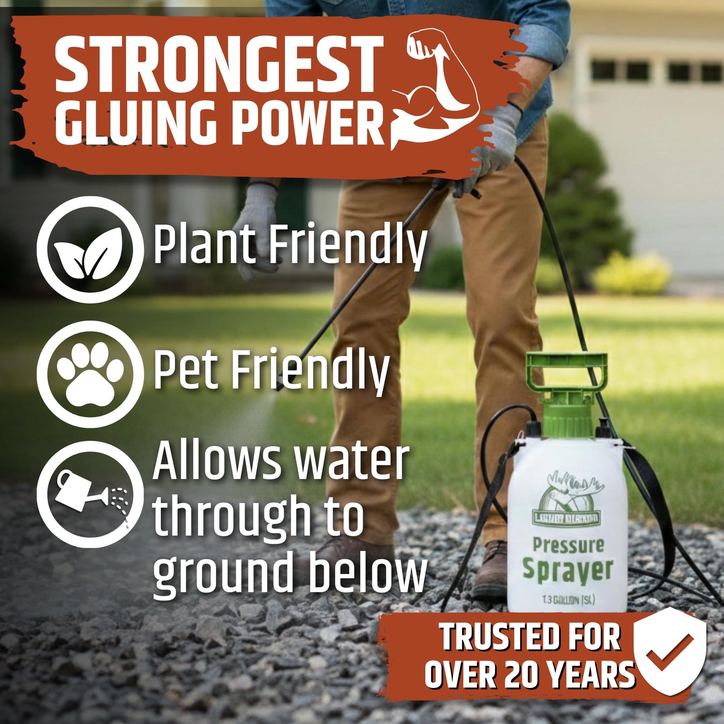 Liquid Rubber Rock Glue Professional Grade Landscaping Stone and Pea Gravel Stabilizer Ready to Use Clear Drying Permeable Water Based Outdoor Binder 1 Gallon 50 sq ft