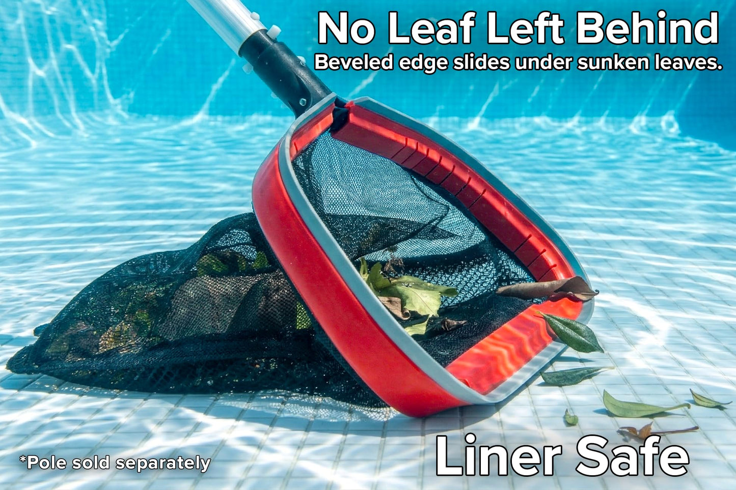 Aluminum Frame Pool Net - Deep Bag Pool Net for Leaves // Heavy Duty Pool Net for Inground & Above Ground Pools // Swimming Pool Leaf Rake - Liner Safe Protective Rubber Edge Pool Cleaning Skimmer Net