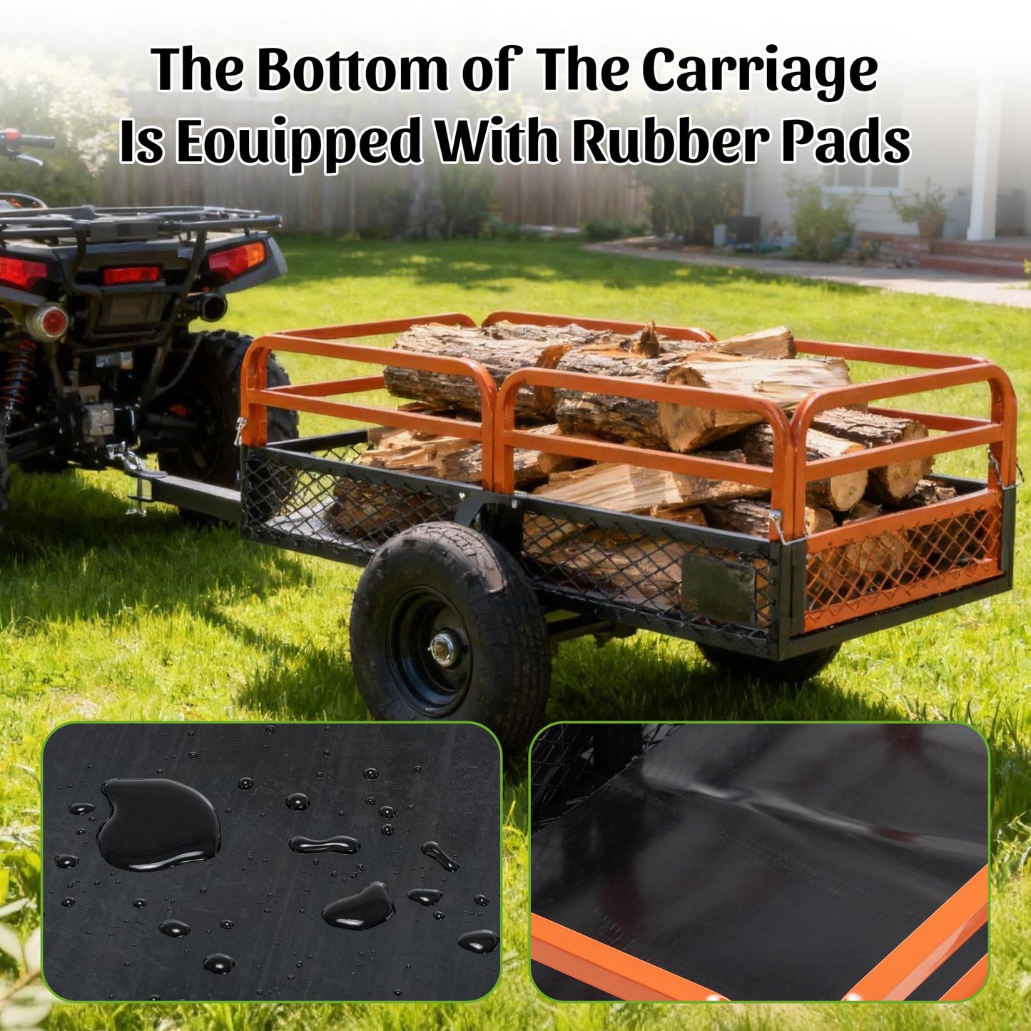 KEIKI 1500 lb Capacity Dump Cart Trailer Tow Behind, 15 Cu Ft Heavy Duty Garden Wagon with Foot Pedal Dump, Steel Utility Cart for ATV UTV Lawn Tractor Yard Hauling