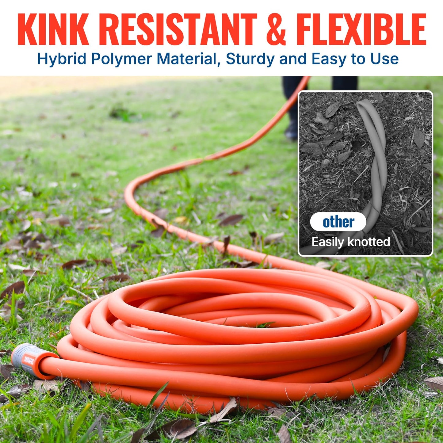 YAMATIC Heavy Duty Garden Hose 5/8 in x 50 ft with Swivel Fitting, Super Flexible Water Hose, All-weather, Lightweight, Burst 600 PSI