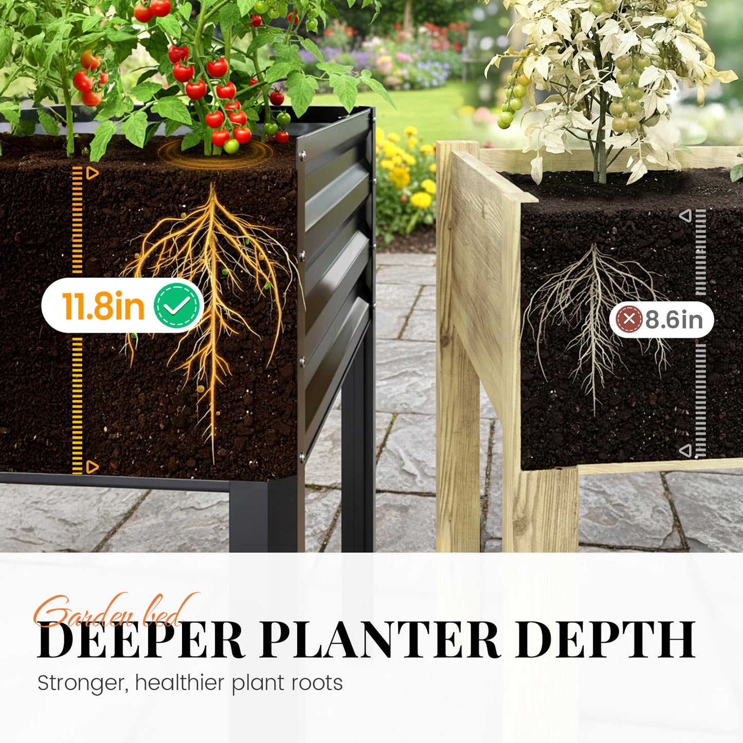 KING BIRD Large Raised Garden Bed with Cover & Netting Galvanized Elevated Planter Box with Legs 48×24×56 in for Backyard, Patio, Balcony, 400lb Capacity, Dark Grey