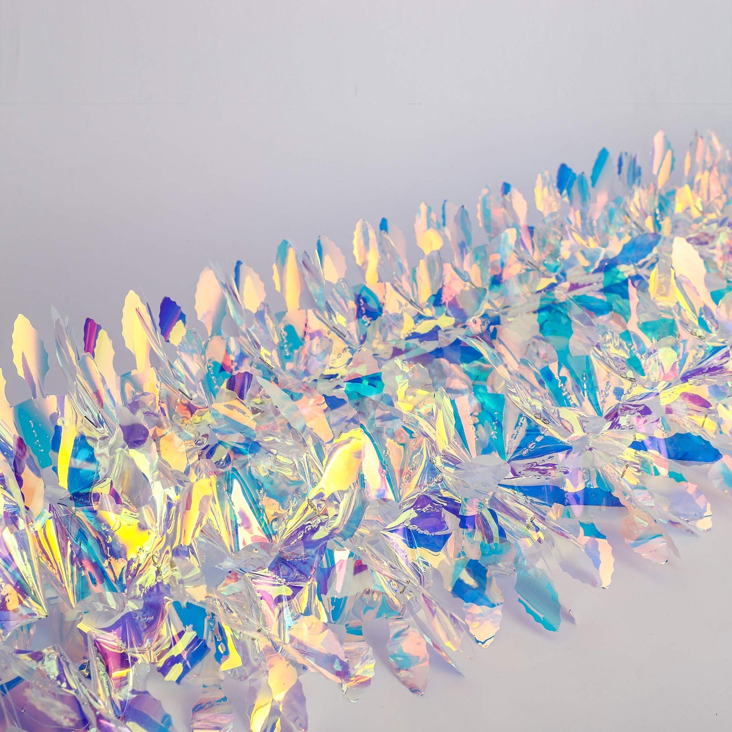 Iridescent Hanging Decorations Garland, 6ft Long Roll Shiny Foil Metallic Banner for Christmas, Bridal Shower, Wedding, Birthday, Frozen Theme Party, Fairy Princess Rainbow Show Decoration