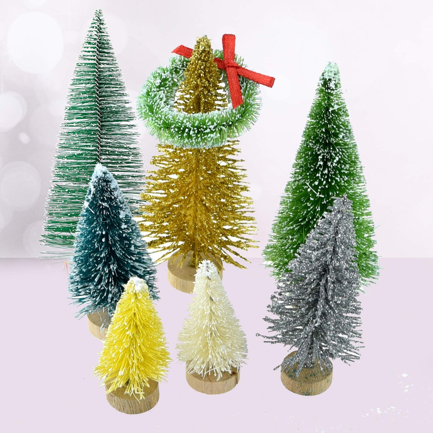 Topbuti 18 Pcs Mini Christmas Wreaths Decorations Artificial Miniature Frost Sisal Christmas Tree Wreaths for Dollhouse Embellishments, Xmas Tree Hanging, Card Model Making, Arts and Crafts Décor