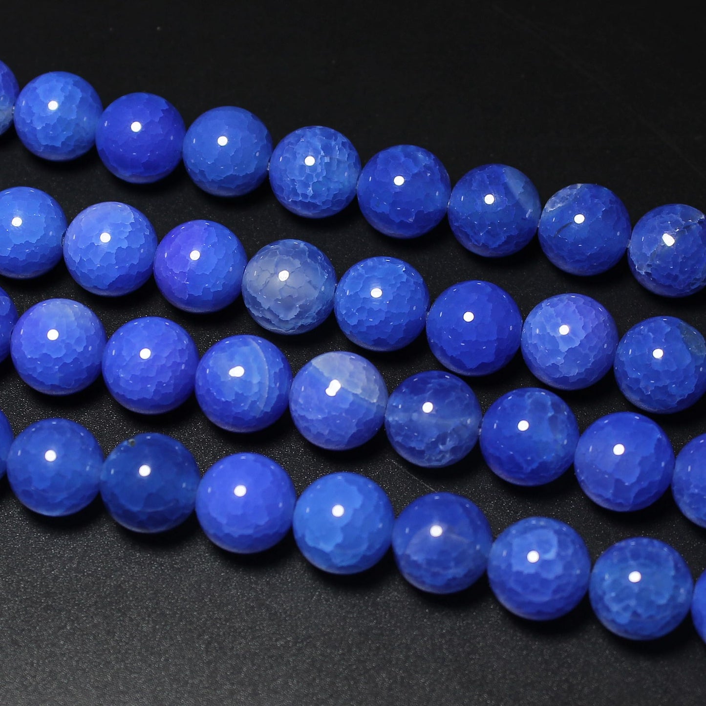 MJDCB Natural Stone Beads 8mm 43pcs Round Blue Dragon Vein Agate Loose Gemstone Bead Charms for Jewelry Making Bracelet Necklace Earring Pendant