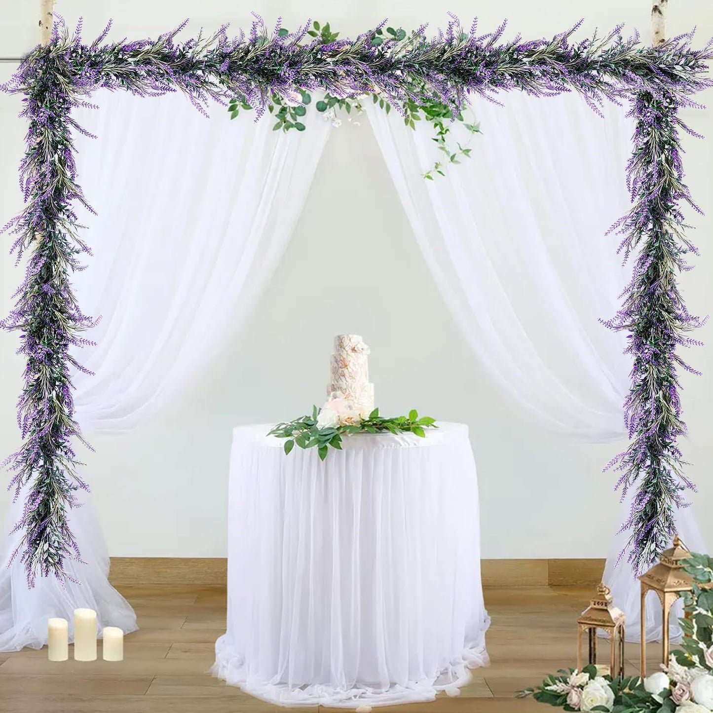 6Ft Lavender Purple Artificial Garland All Year Lavender for Wedding Mantle Spring Summer Garland Indoor Outdoor Home Farmhouse Party Stair Table Window Home Decoration