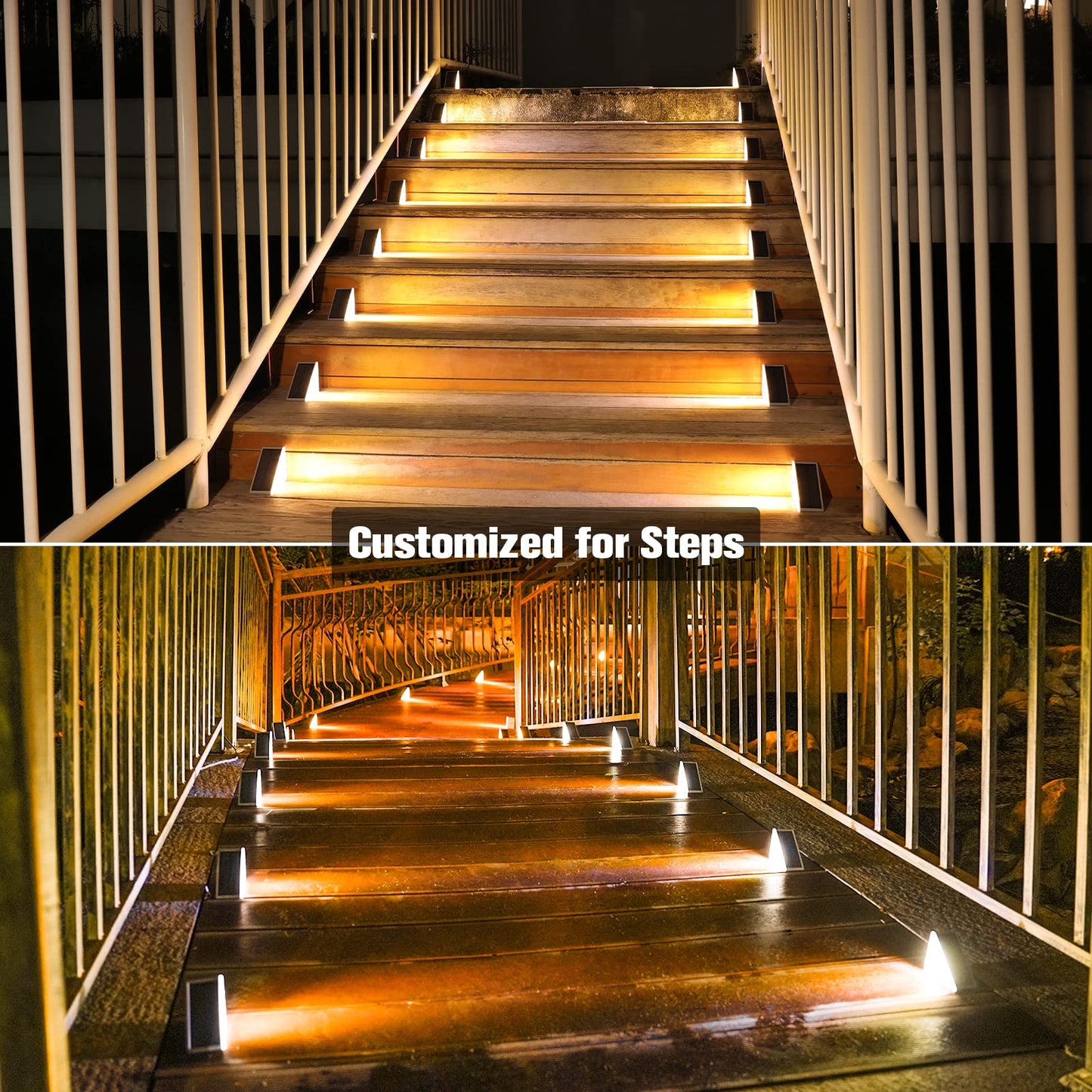 VOLISUN Outdoor Stair Lights 12 Pack, Solar Step Lights Waterproof IP67,80 Lumen, Led Step Light Outdoor for Garden Backyard Stair, Front Door,Porch and Deck(Warm White)