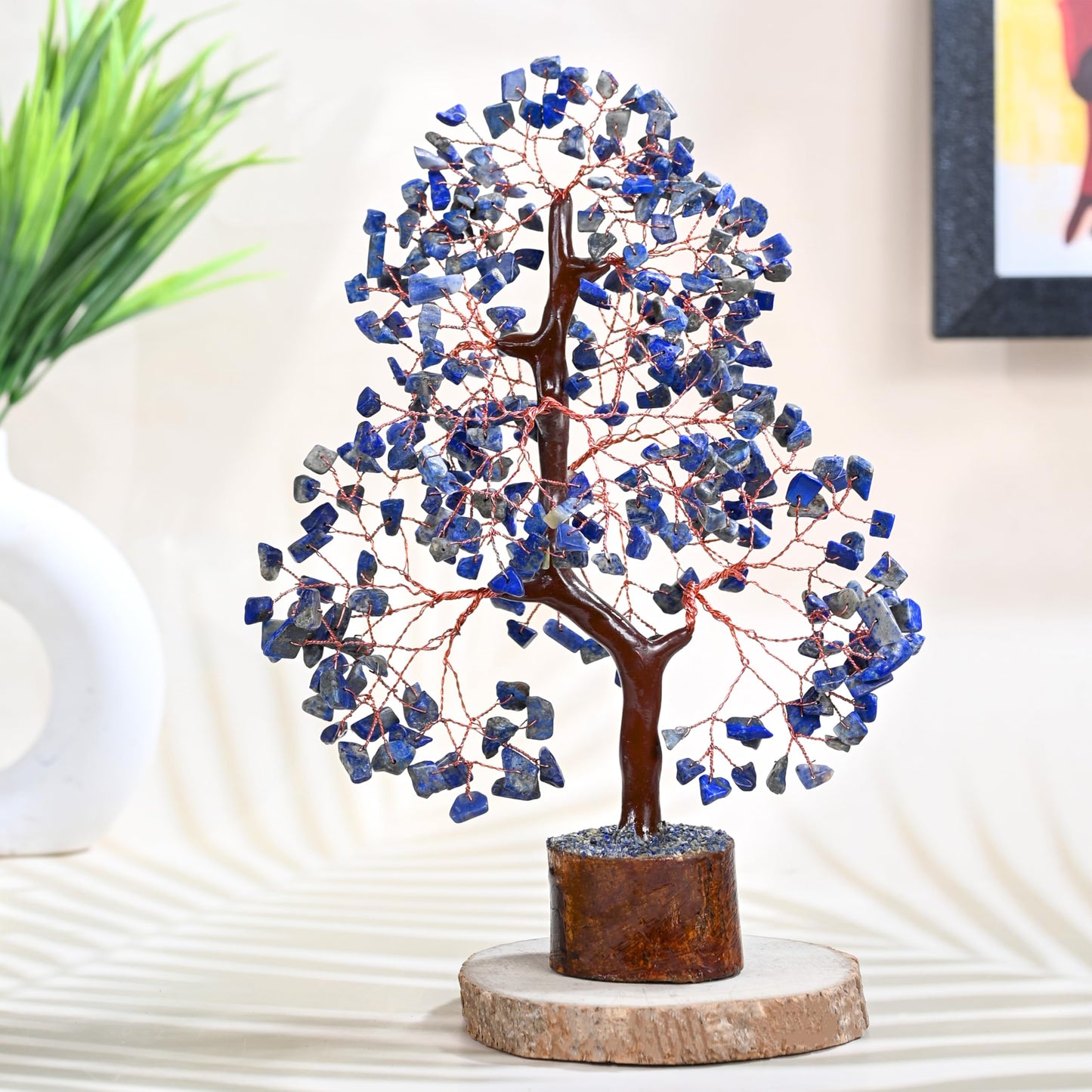 Crocon® Lapis Lazuli Chakra Crystal Tree of Life Gifts for Men Him & Family Handmade Gemstone Feng Shui Crystal Decoration Spiritual Gifts, Money Tree, Bithday Gift for Women Healing Crystals