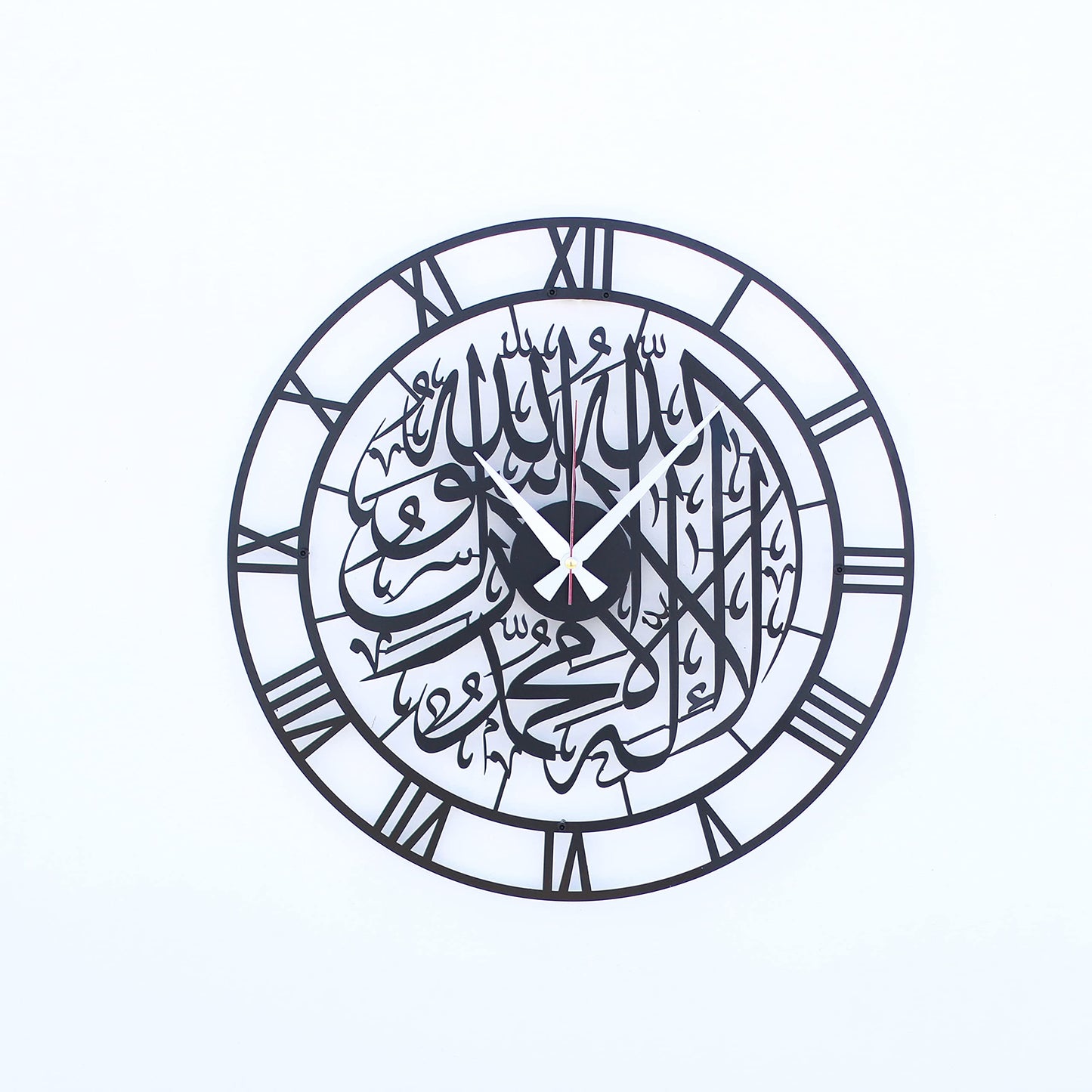 iwa concept First Kalima Metal Islamic Silent Clock | Islamic Ramadan Wall Decorations | Modern Muslim Housewarming Gift | Arabic Calligraphy | Quran Wall Art (Black)