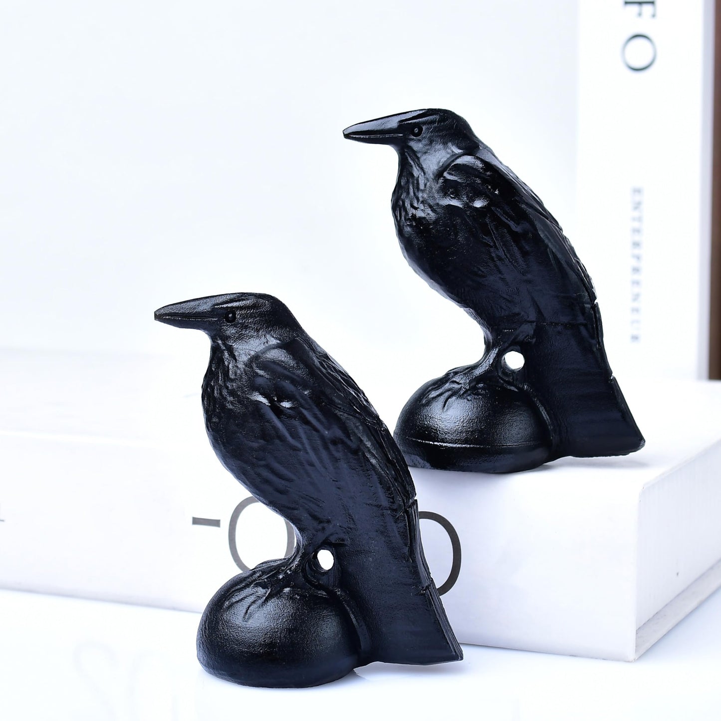 RUIJINGYUAN Black Obsidian Raven Statue 3.15" Large Crow Statue Figurine Healing Crystal Stone Sculpture Reiki Meditation Gothic Home Decor Gift