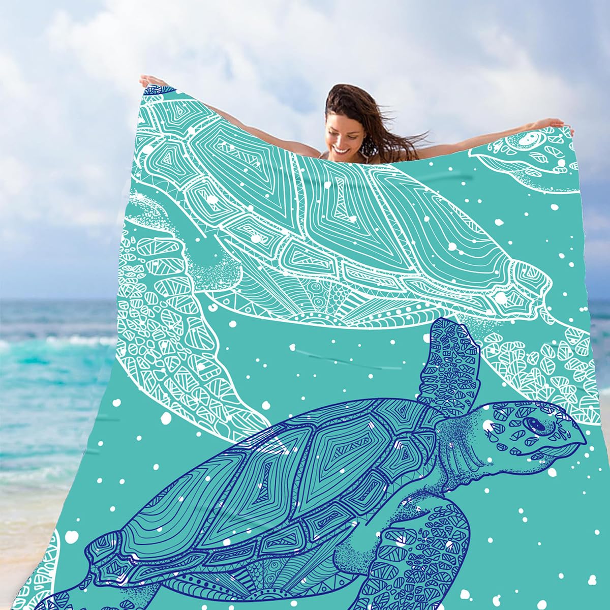 JKSvrenthy Beach Blanket Waterproof Sandproof Beach Mat Sand Free Beach Essentials for Picnic Party Travel Camping Hiking - 79" X 83"